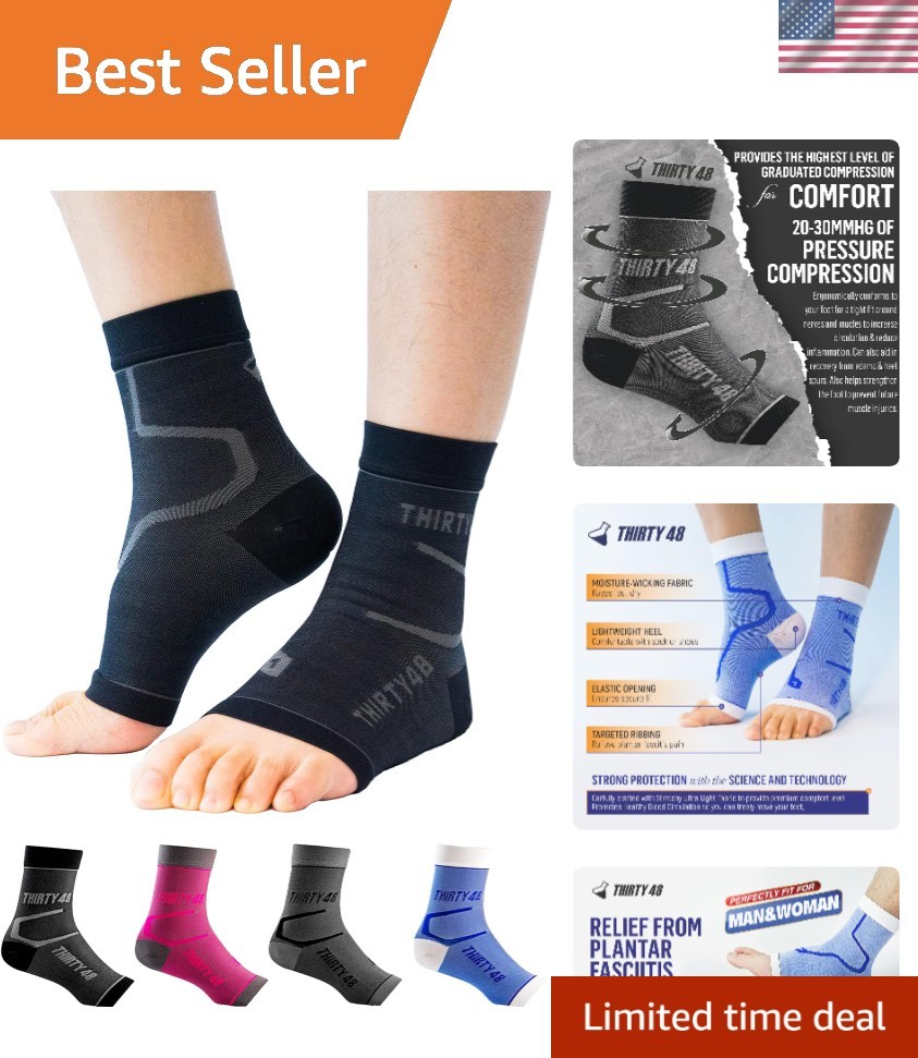 Stretchy Ultra-Light Compression Socks for Arch Pain Relief and Recovery – Black