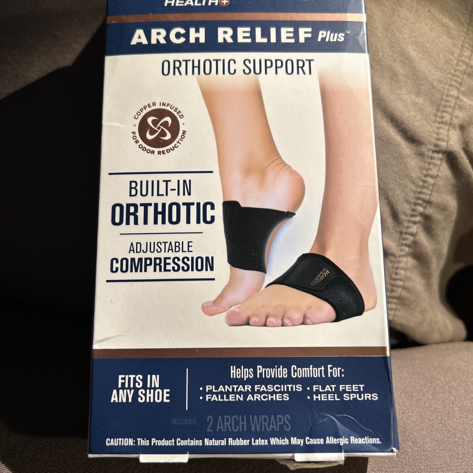 Copper Fit Health Unisex Arch Relief Plus with Built-In Orthotic Support – Black