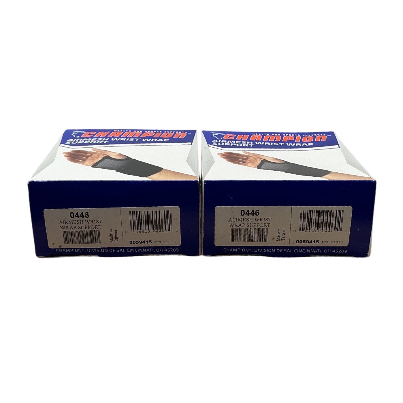 Champion Airmesh Wrist Wrap Support 0446 Black Gray Reversible 2 Pack New