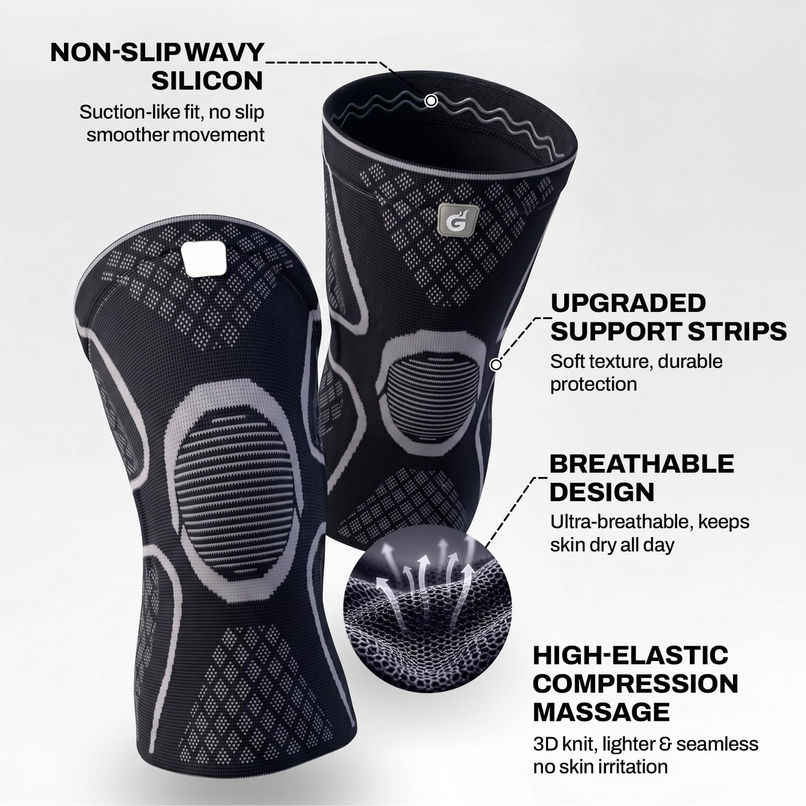 GOOGAH Knee Brace for Women Men – Compression Sleeve XX-Large, Blackgray