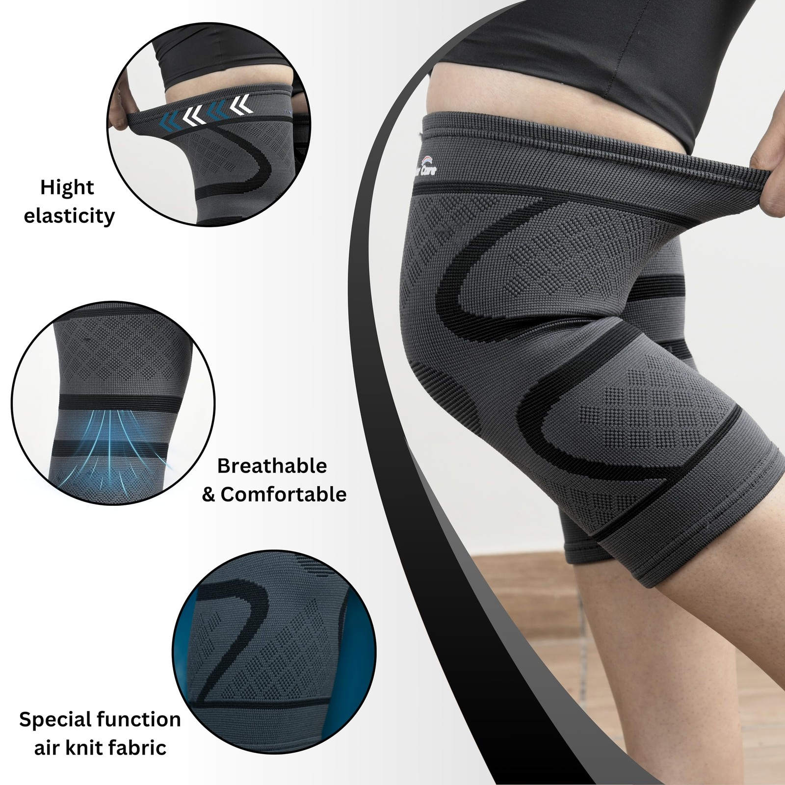 2 PCS Knee Sleeve Brace Compression Support Running Workout Gym Hiking Men