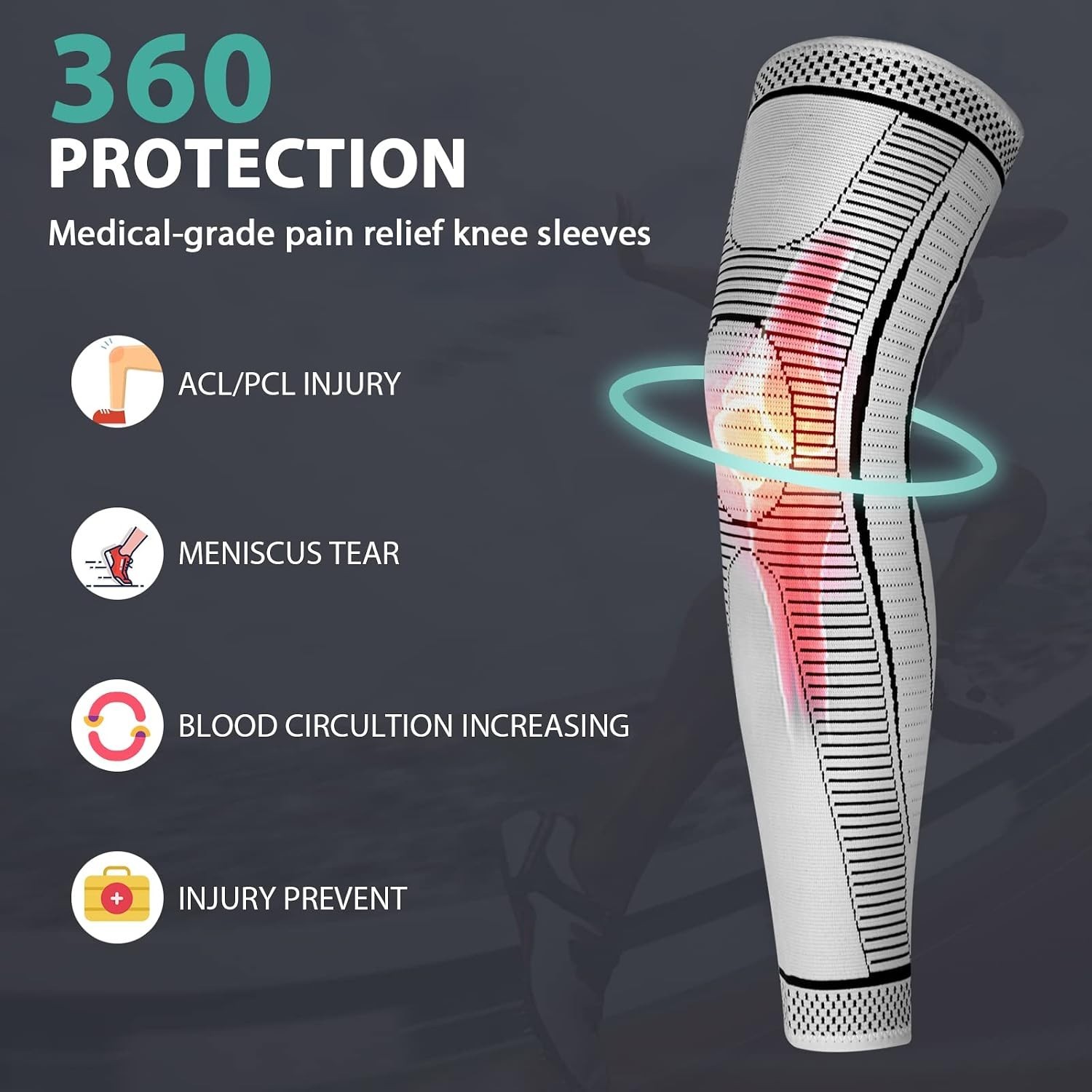 Large 2 Pack Compression Sleeves with Breathable Nylon for Active Lifestyles
