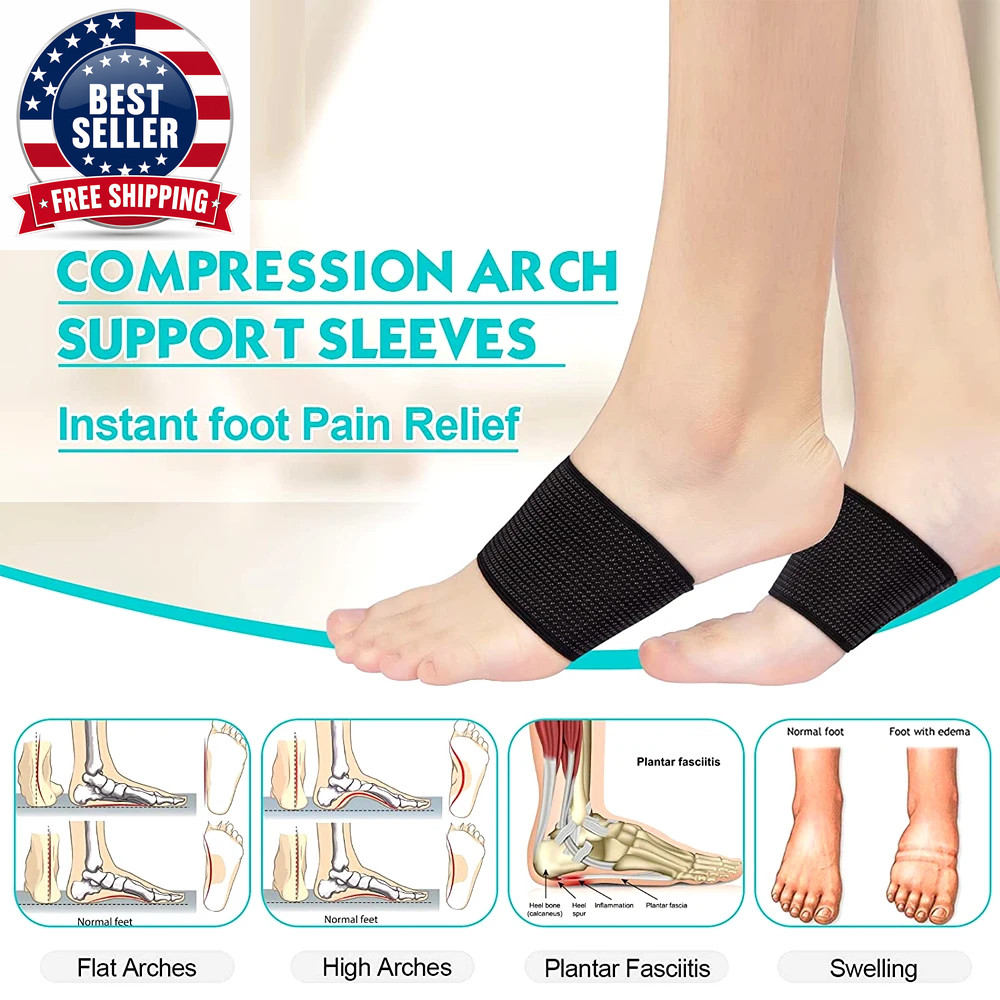 1Pair Compression Arch Support Sleeves, inside Metatarsal Compression Arch Suppo