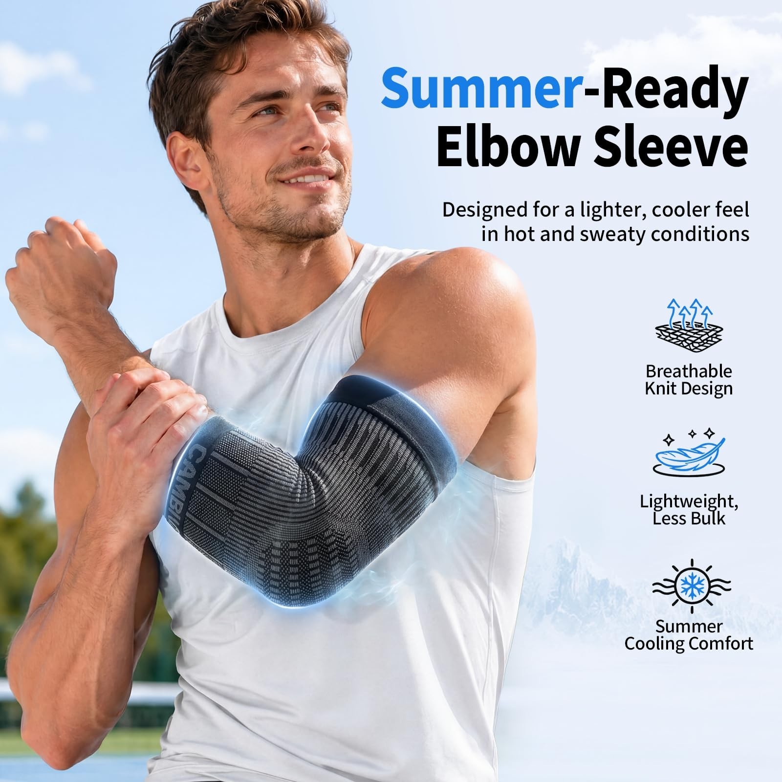 2 Pack Tennis Elbow Compression Sleeves – Lightweight Support Brace for Pain Rel