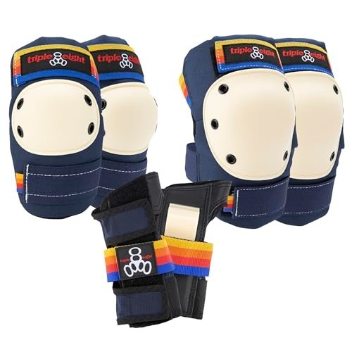 Triple Eight Saver Series 3-Pk Pad Set Knee Elbow Wrist Skateboard Junior Sz