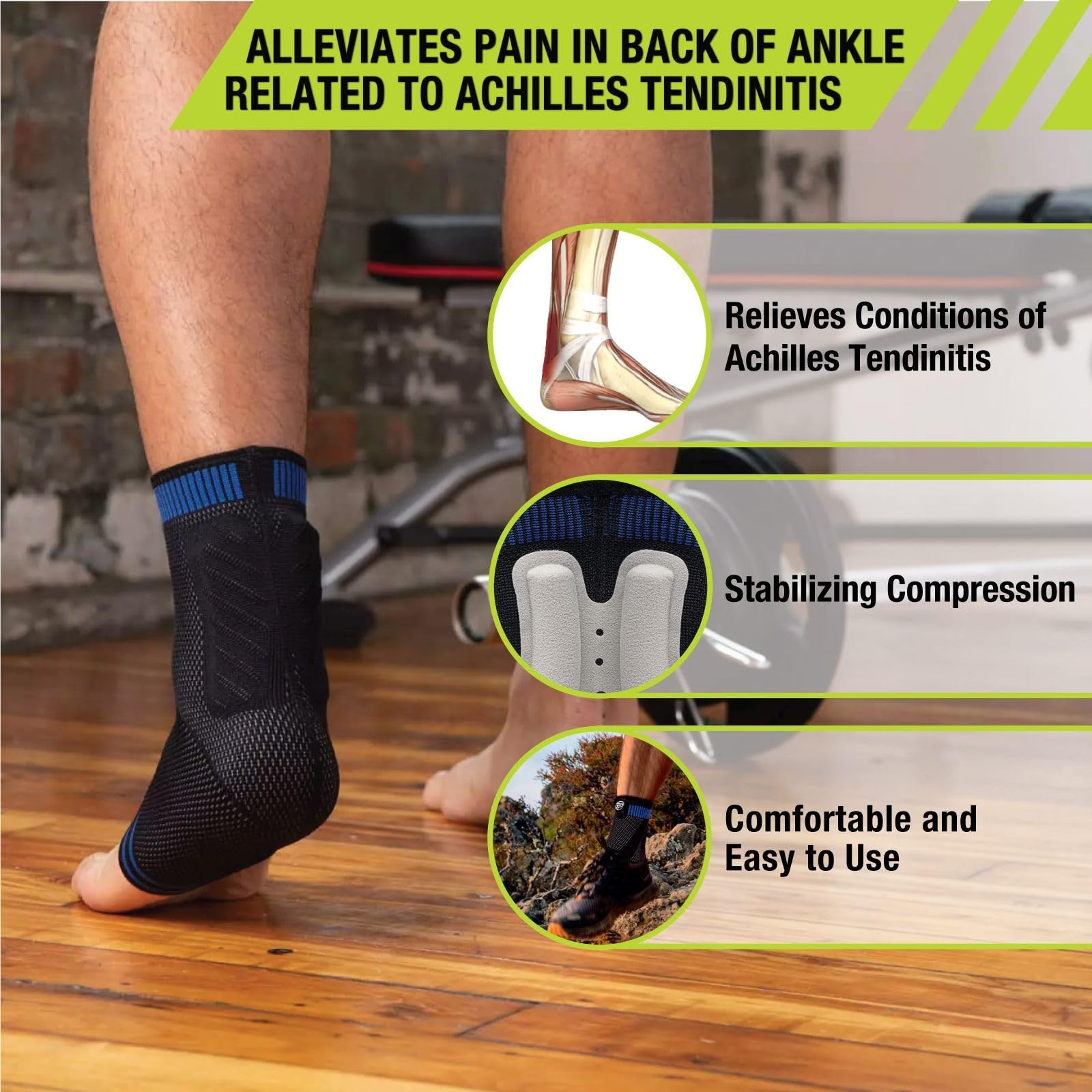 Achilles Sleeve Compression Support for Tendinitis Relief and Recovery Medium…