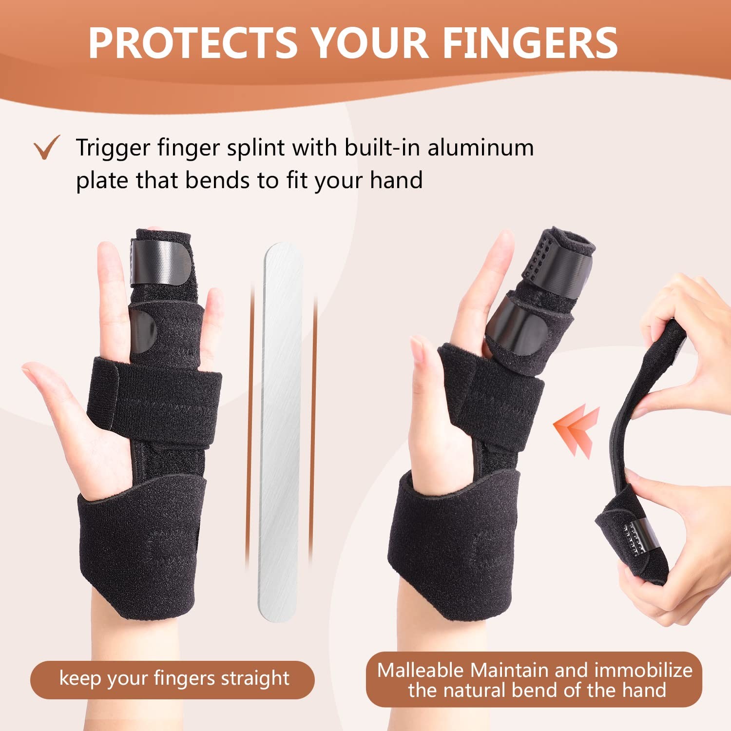 2 Finger Splint, Adjustable Finger Brace, Finger Metal Support for Broken Fin…