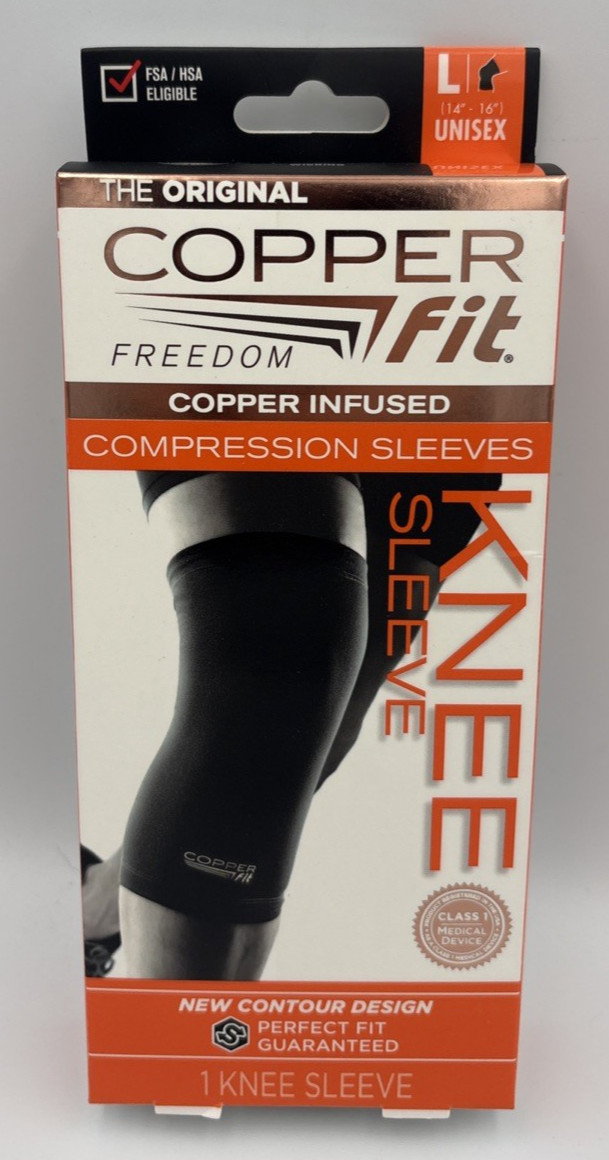 Copper Fit Freedom Compression Knee Sleeve Unisex Large 14″ – 16″ NIB See Photos