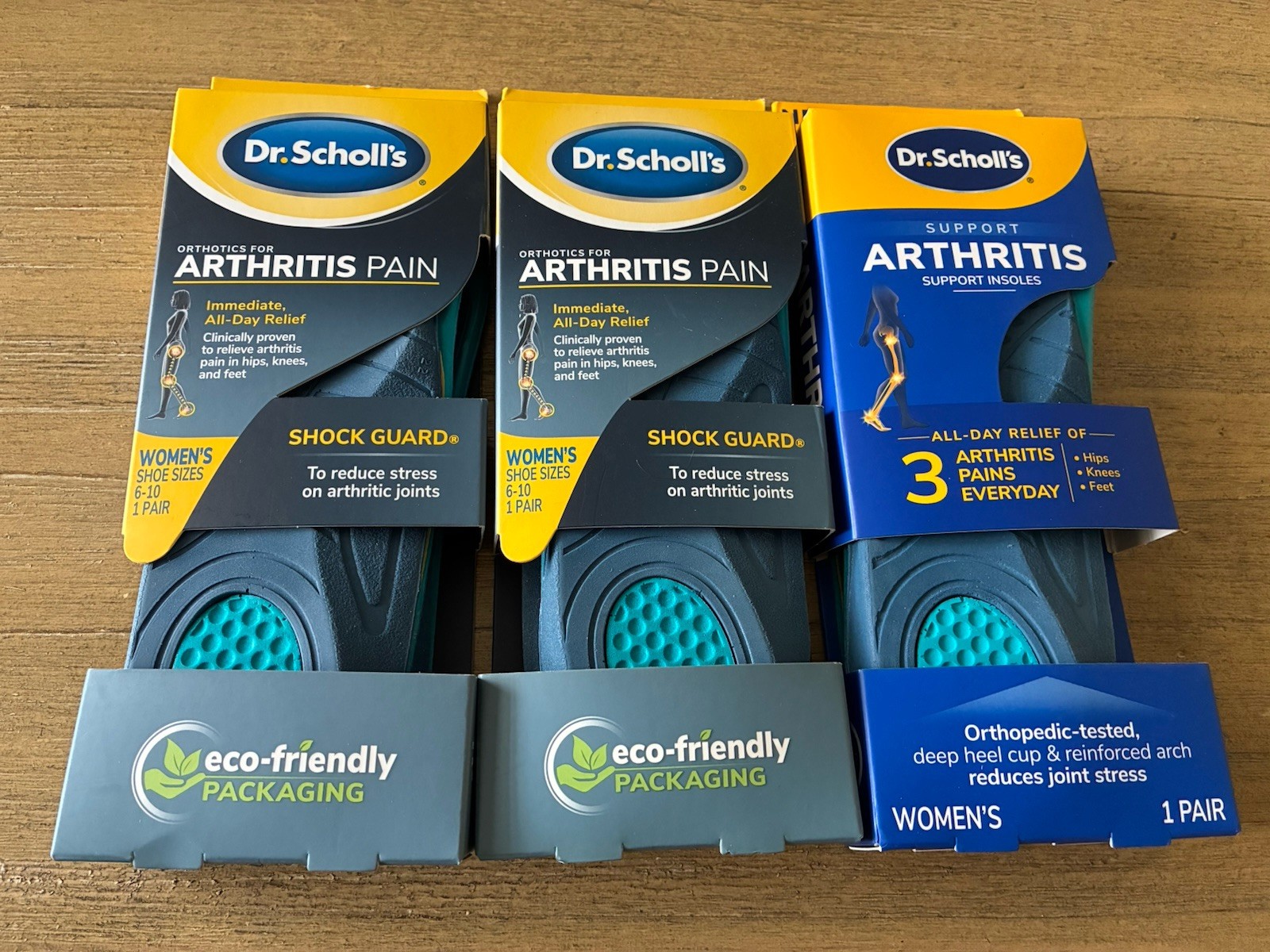 3 Pairs Dr. Scholl’s Women Orthotics For Arthritis Pain Relief Size 6 to 10 NEW