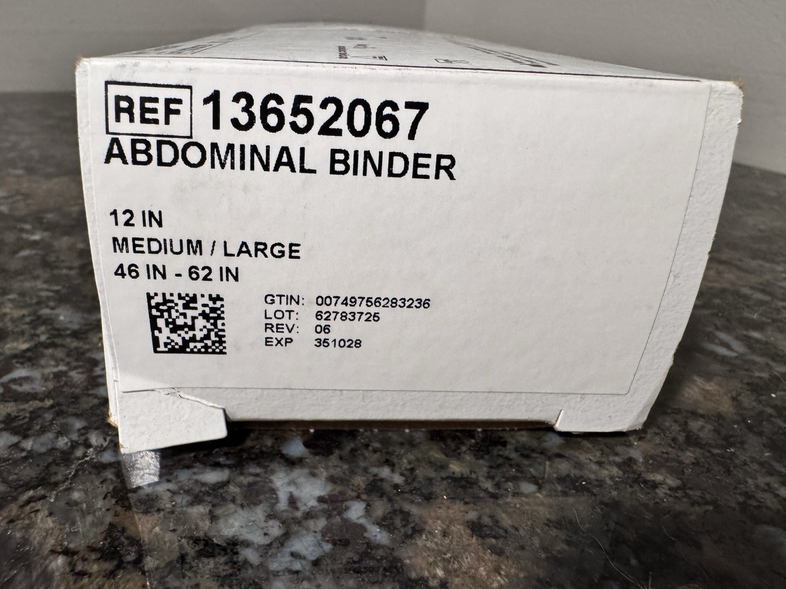NEW DeRoyal Abdominal Binder 9 in Medium / Large 46-62 in White REF 13992000