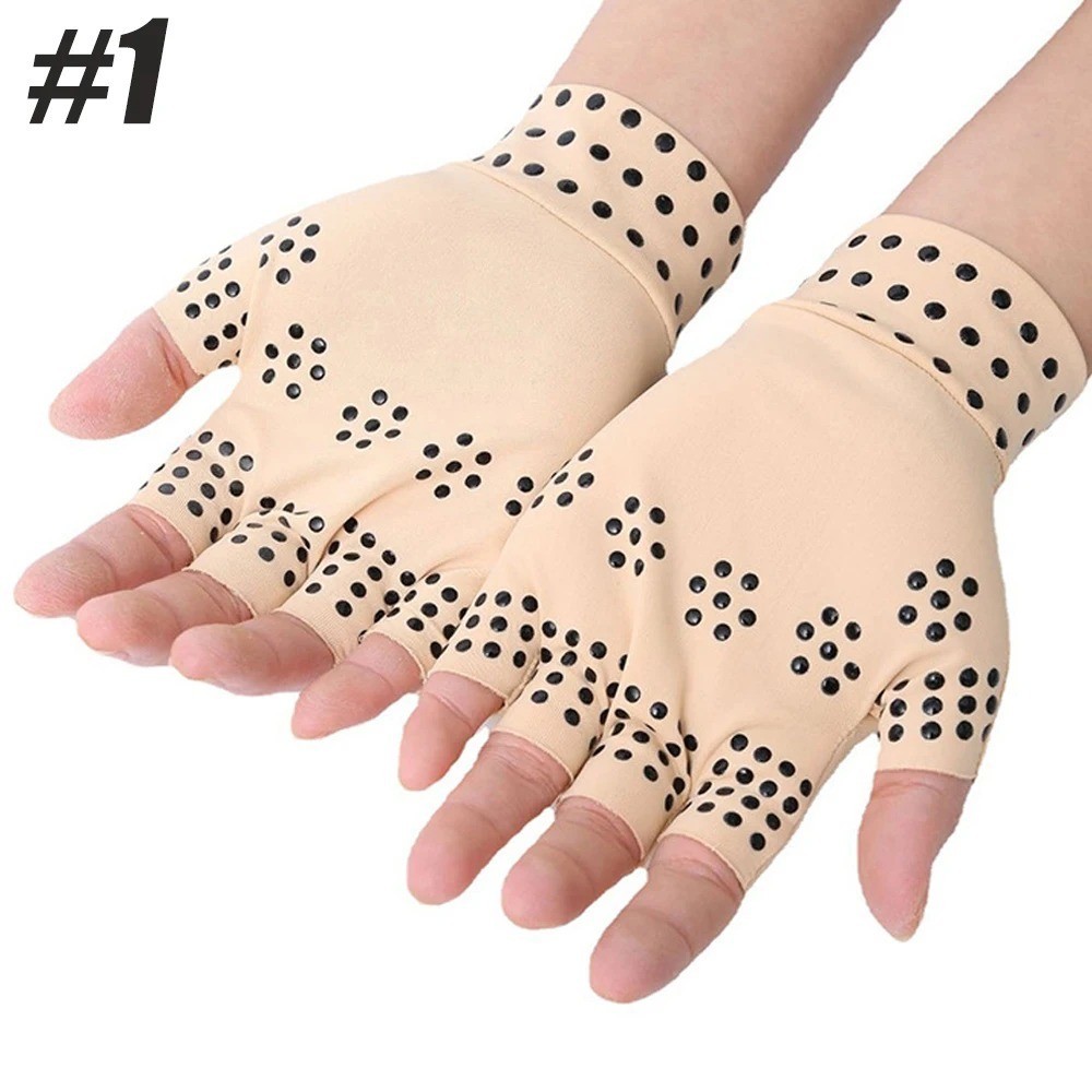 Arthritis Copper Gloves Fingerless Compression Medical Support Therapeutic US
