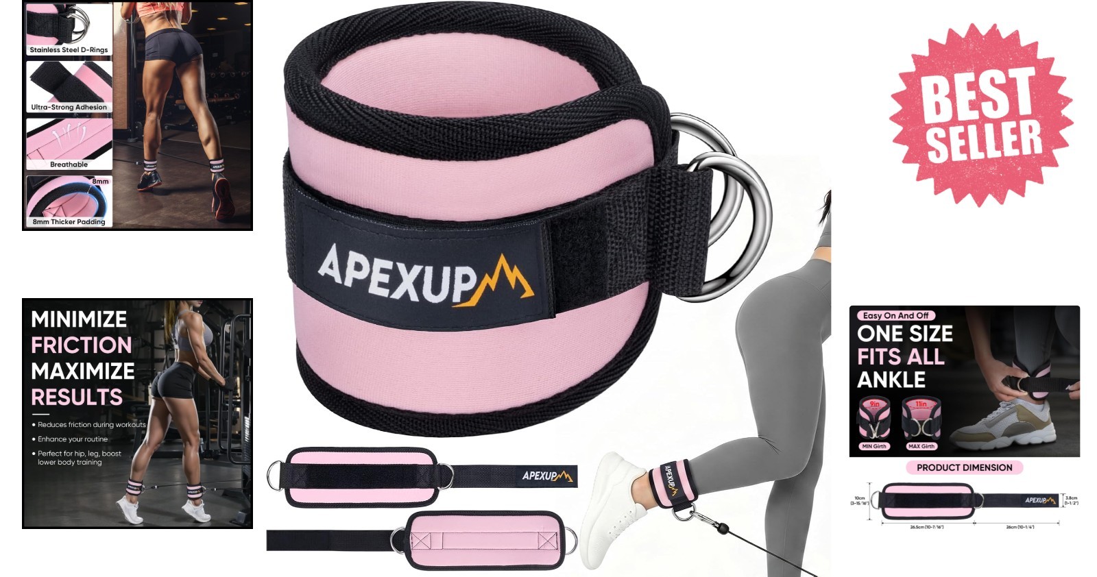 Adjustable Ankle Strap for Cable Machine – Neoprene Comfort for Glute Workouts