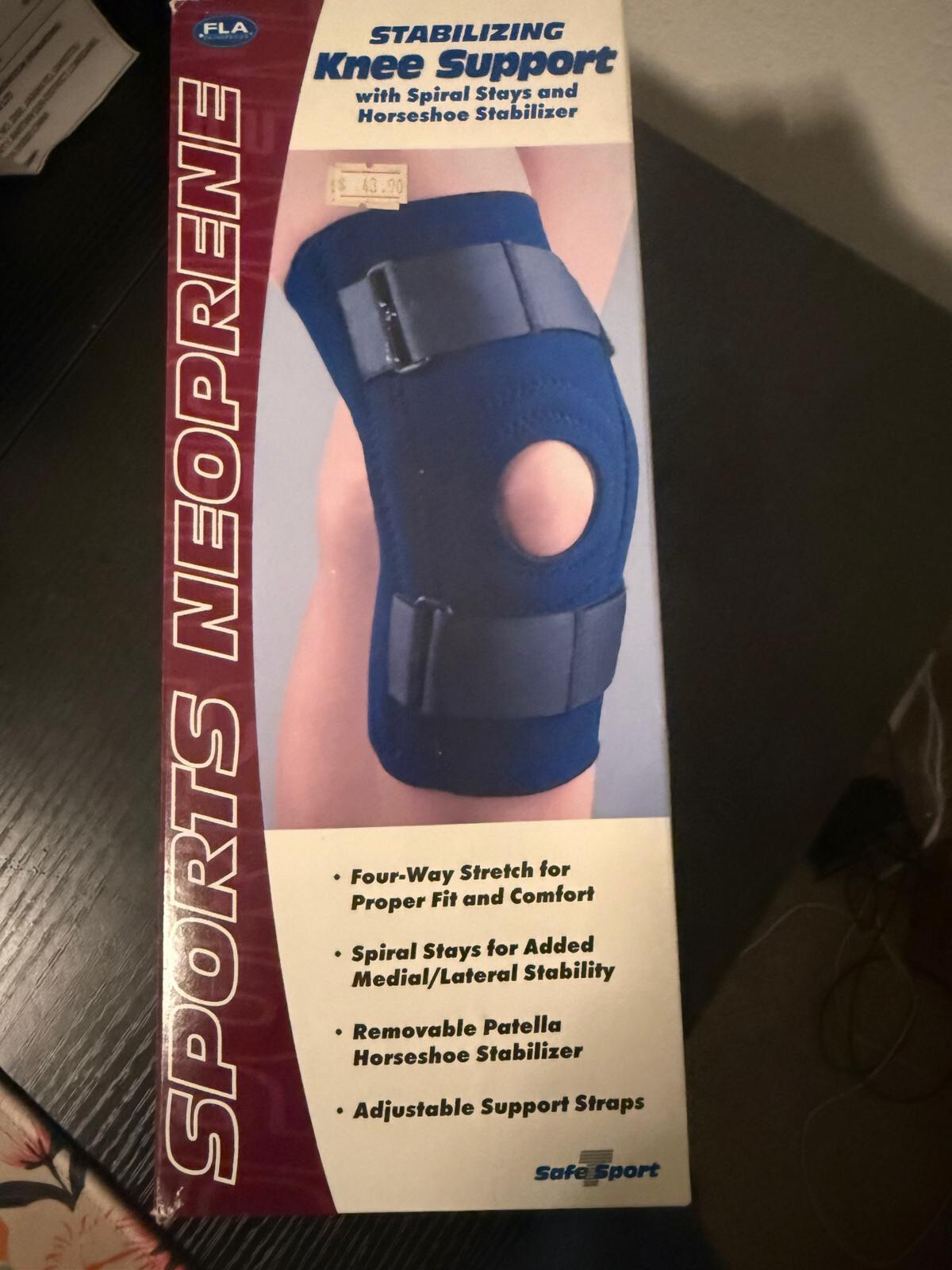 FLA Safe-T-Sport Neoprene Stabilizing Knee Support, Neoprene SM