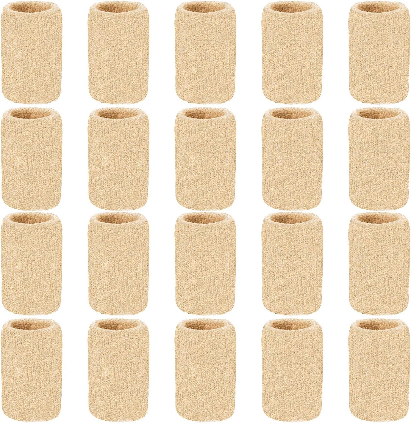 20 Pieces Finger Protector Sleeves Elastic Thumb 20 Count (Pack of 1), Beige