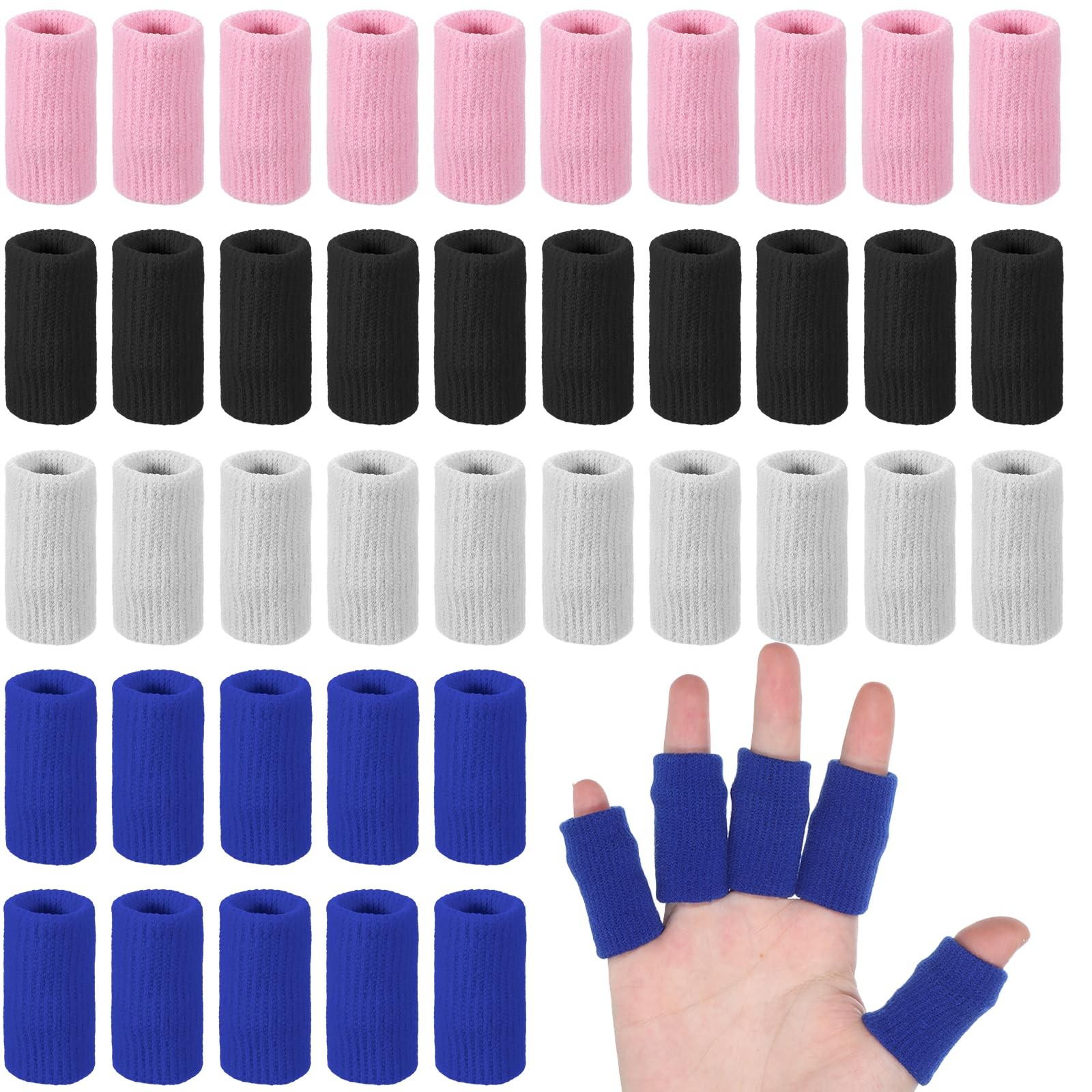 40 PCS Finger Arthritis Sleeves Elastic Thumb Compression Tape 4 Colors Set