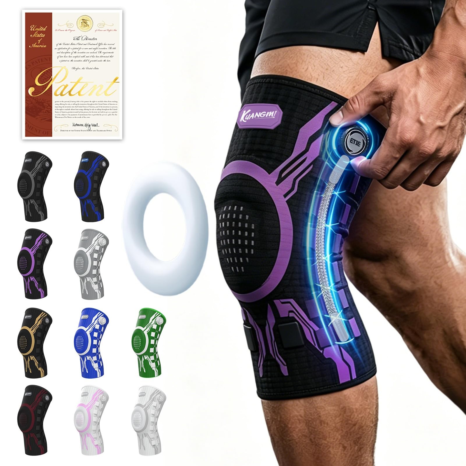 Kuangmi Knob Knee Brace for Pain Relief, Knee Support with Patella Gel Pad an…