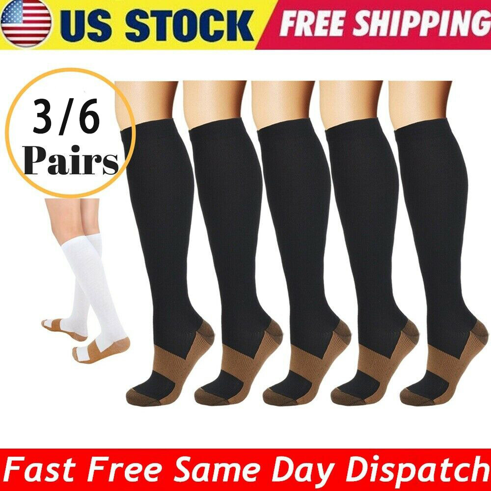 6pairs Compression Socks Women Men 20-30Mmhg Extra Wide Calf Knee High plus Size