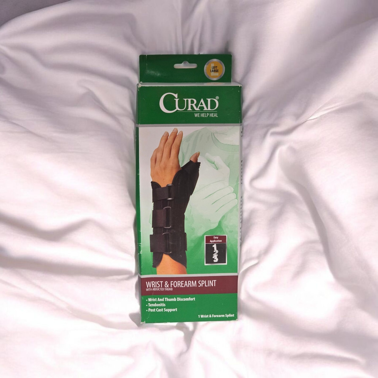 LEFT Wrist & Forearm Splint Abducted Thumb, LARGE – ORT18210LLD – Curad – NIB