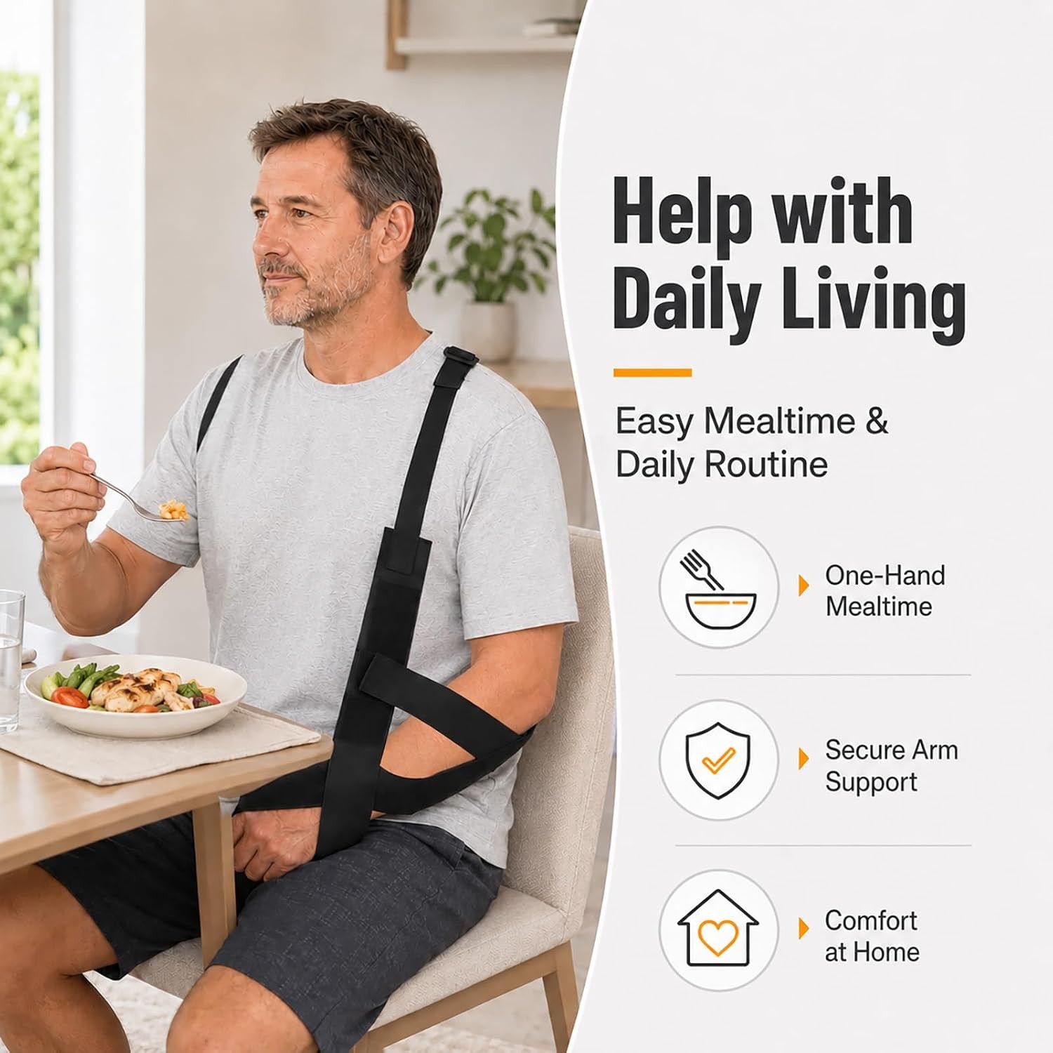 51623 Arm Sling, Adjustable shoulder Strap with 4-Lab Lock, Breathable fabric