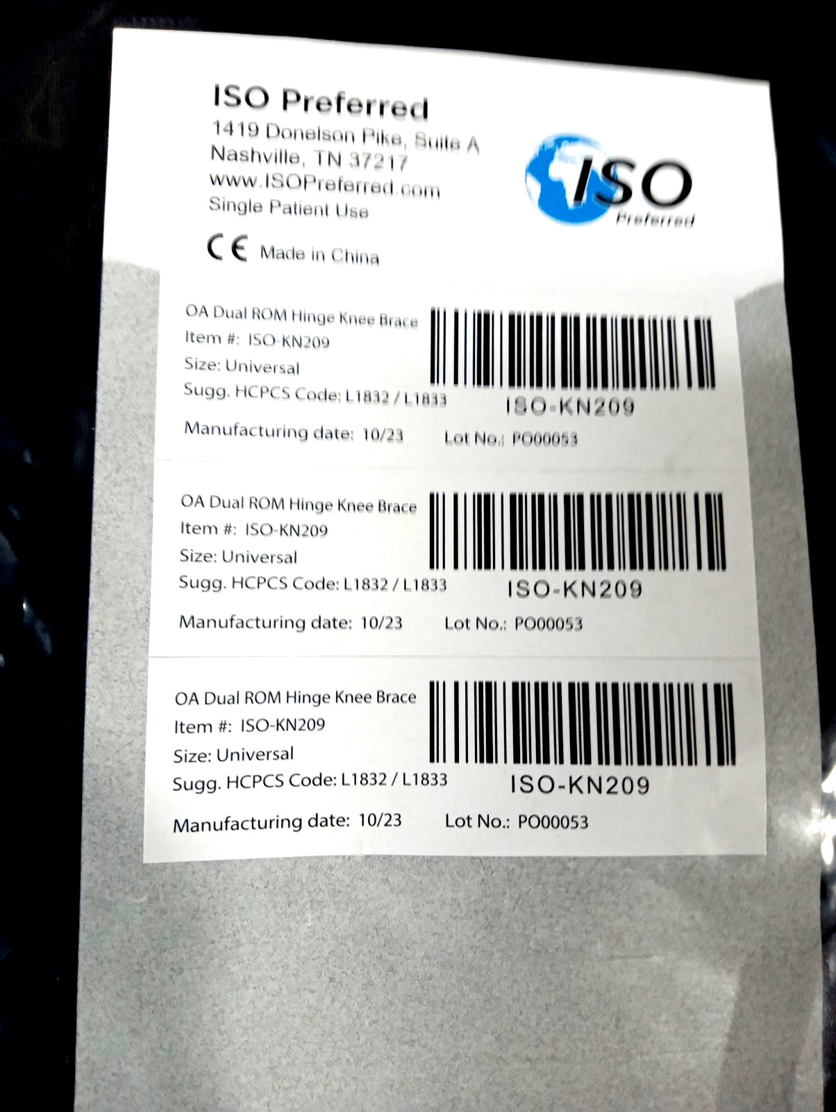 Knee Brace Hinged Universal Dual Rom KN209 ISO Preferred NEW
