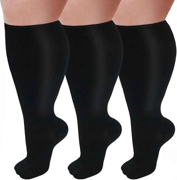 S-4XL Wide Calf Plus Size Compression Socks Women Men 20-30mmHg Medical Stocking