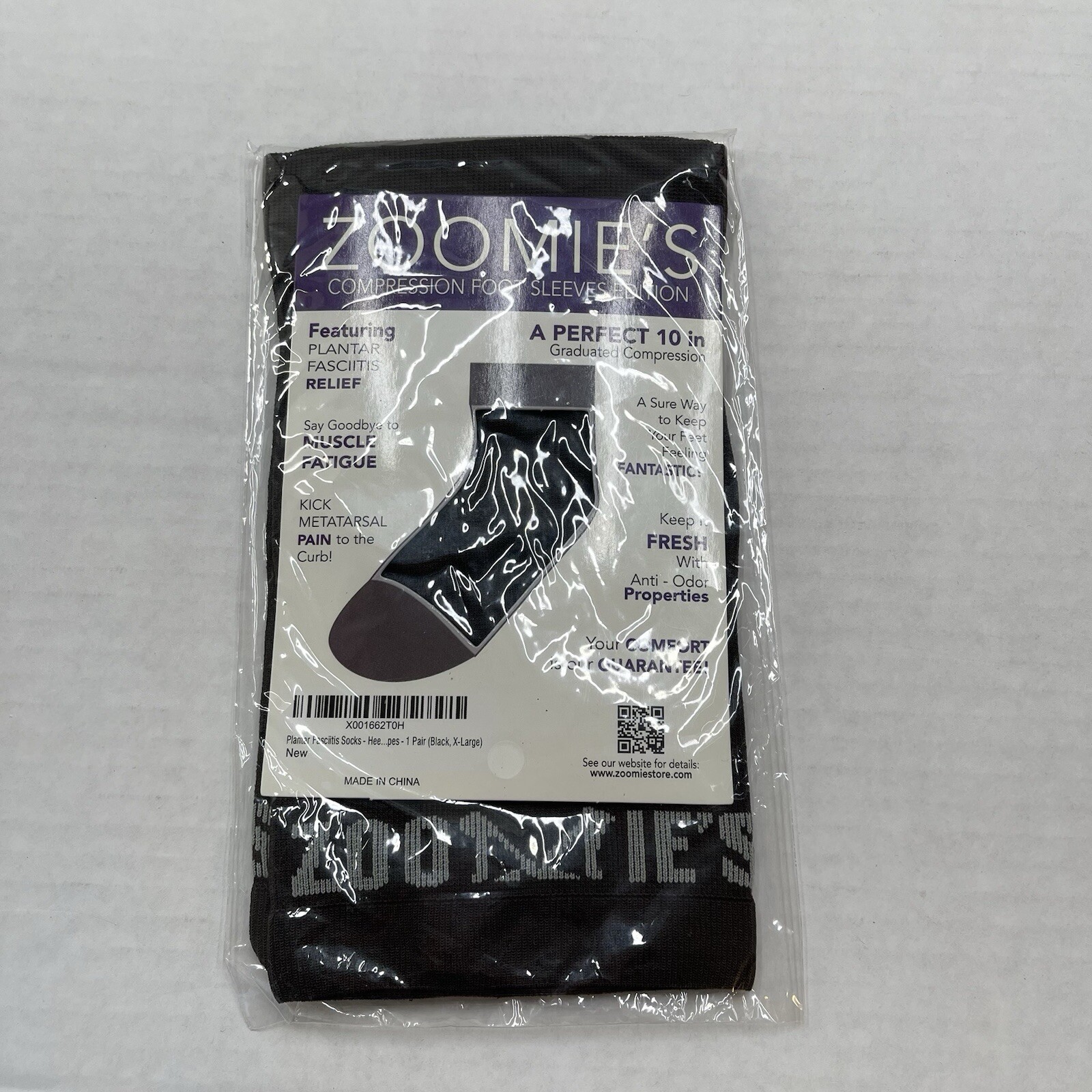 Zoomies Compression Foot Sleeve Black Extra Large Plantar Fasciitis Pain Relief