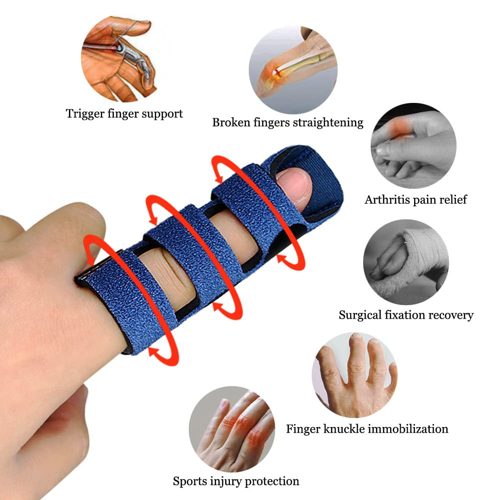 Upgraded Finger Splints (4Pcs), Trigger Finger Splint Finger Brace with 3 Fixing