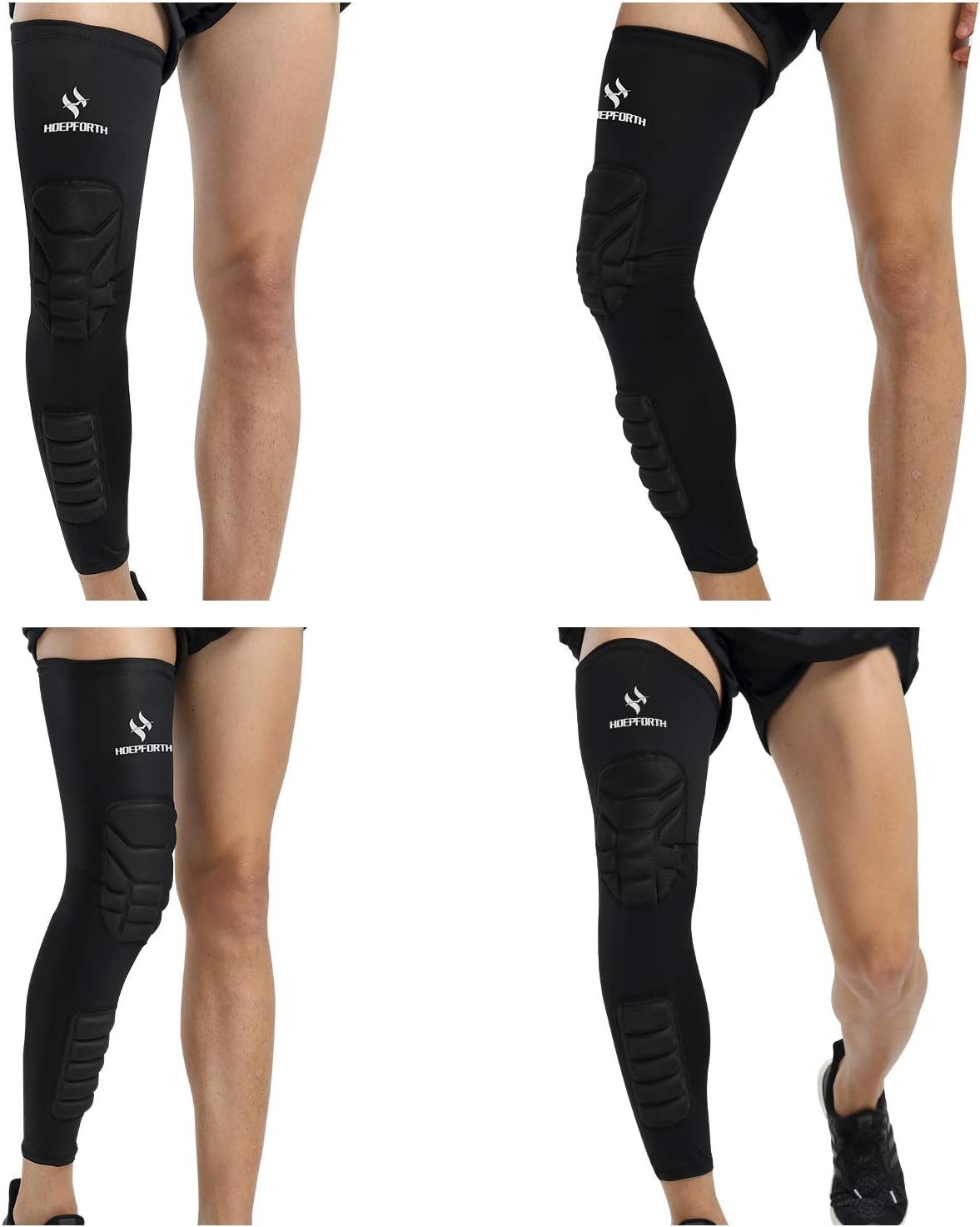 Knee Calf Compression Leg Sleeves 2 Pack with EVA Padding Support for Football
