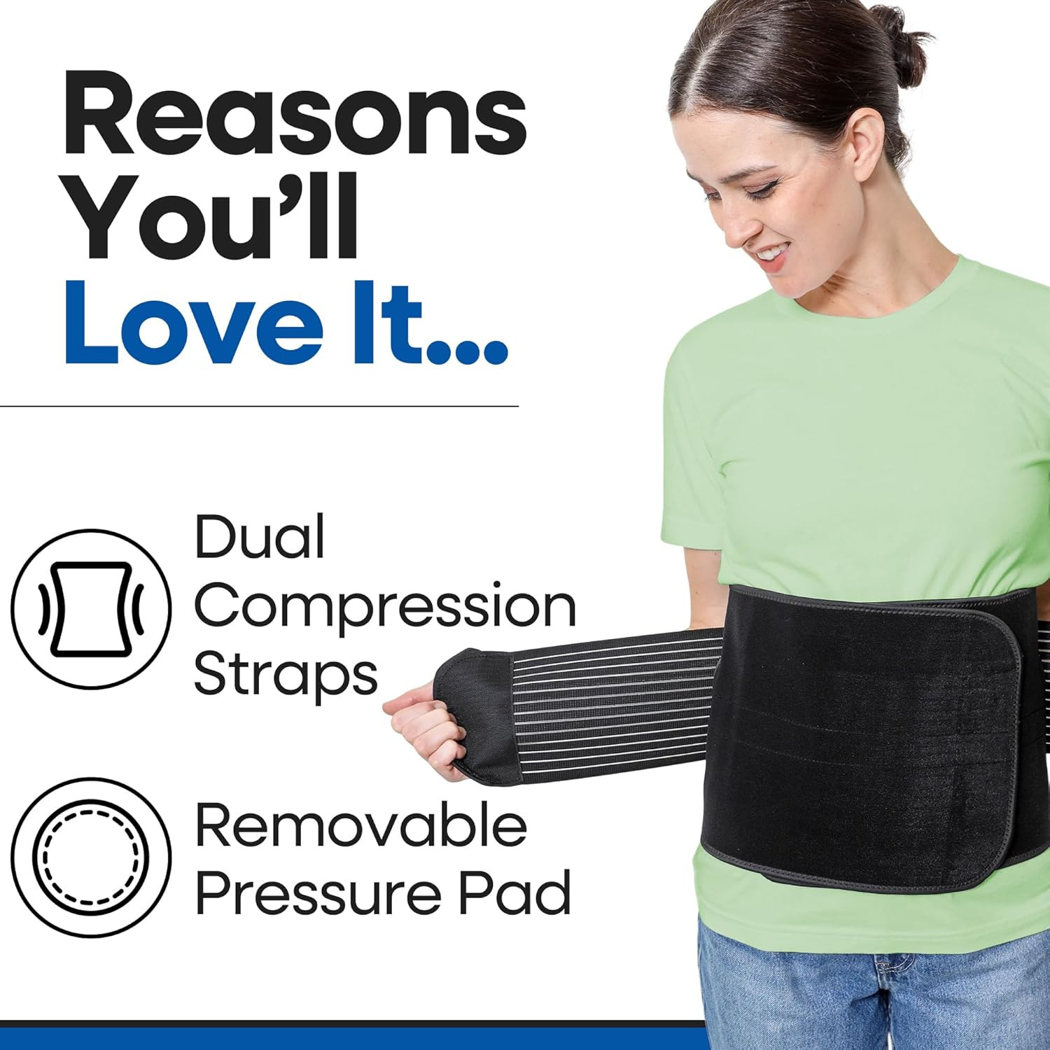 Hernia Belt for Men or Women – plus Size Abdominal Binder Post Surgery Tummy Tuc