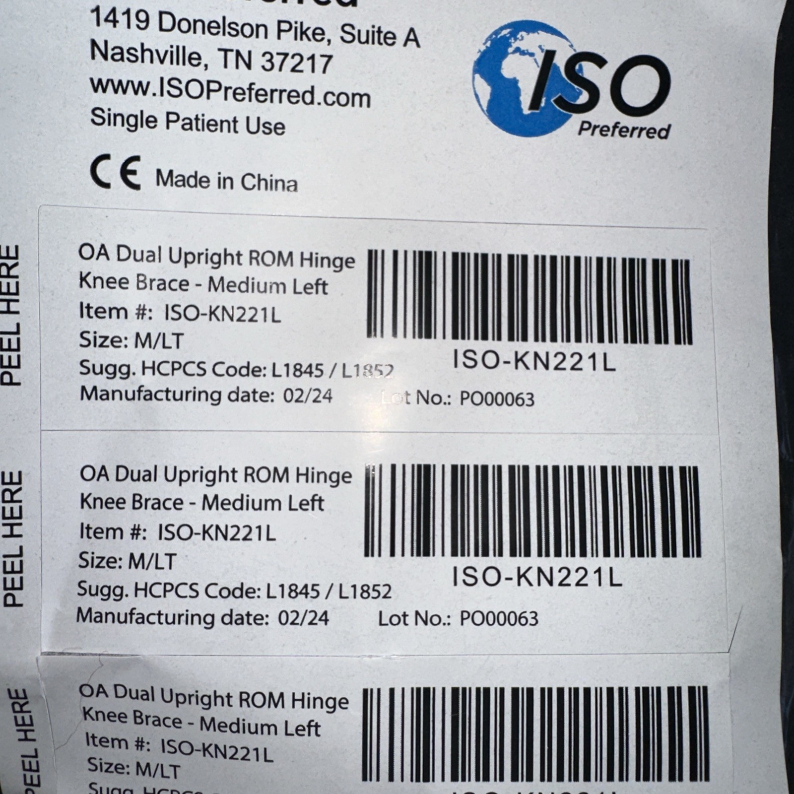 ISO Preferred OA Dual Upright ROM Hinge Knee Brace Med Left