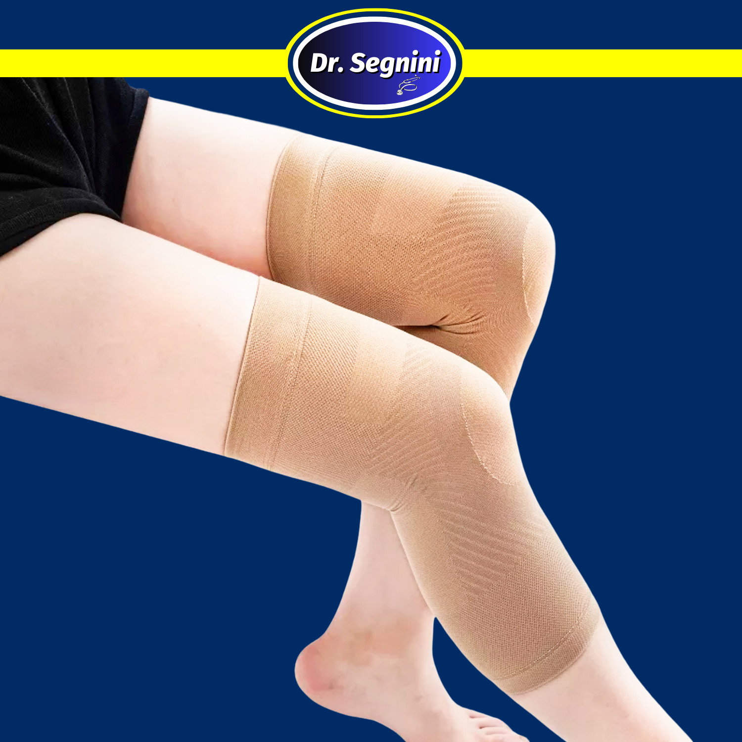 PAIR HIGH ELASTIC NYLON KNITTED KNEE BRACE SUPPORT SLEEVE ANTISLIP COMPRES✅J9108