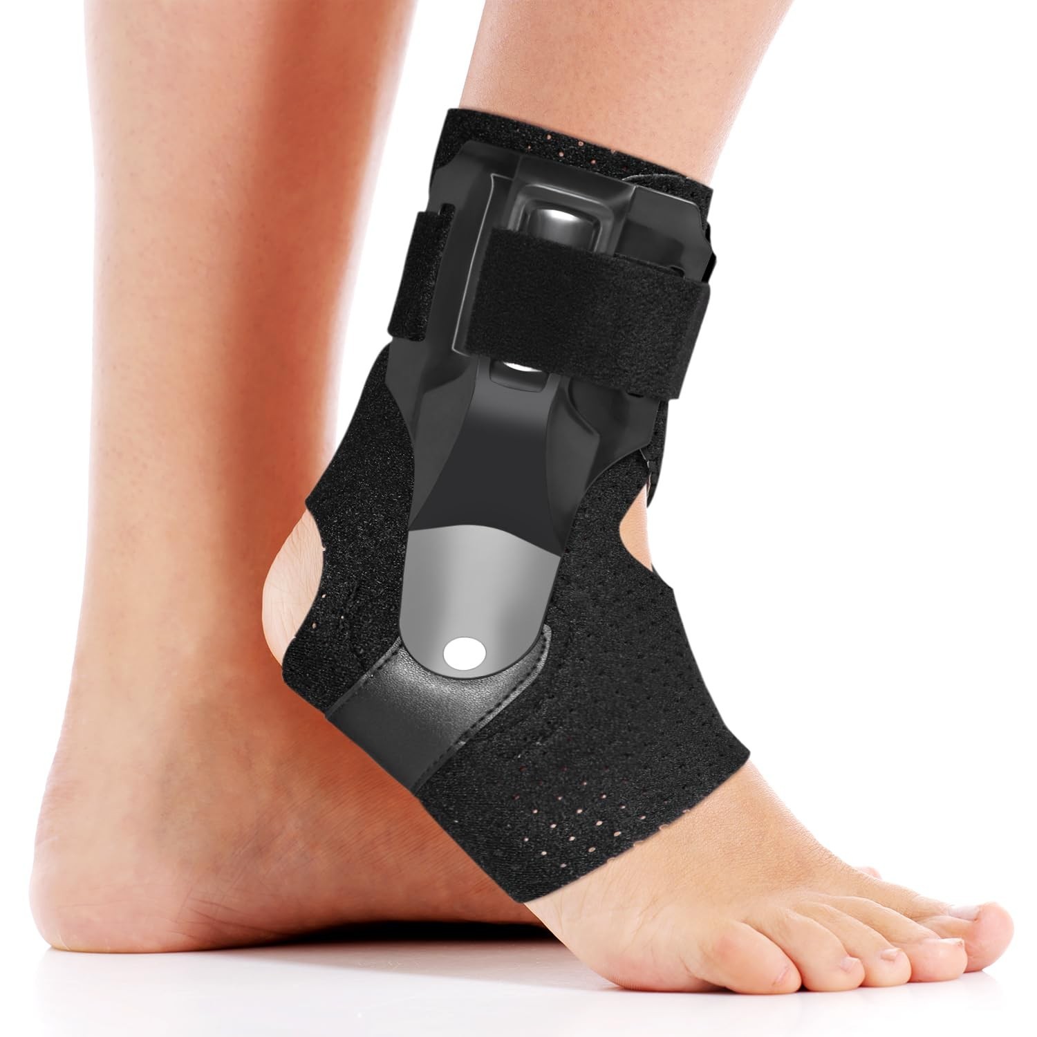 Adjustable Ankle Brace with Stabilizers – Support for Sprains, Sports Injuries,