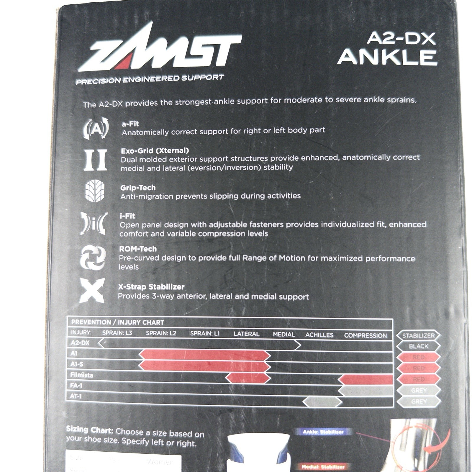 Zamst A2-DX Ankle Brace Right Small White Severe Sprain Support Brand New