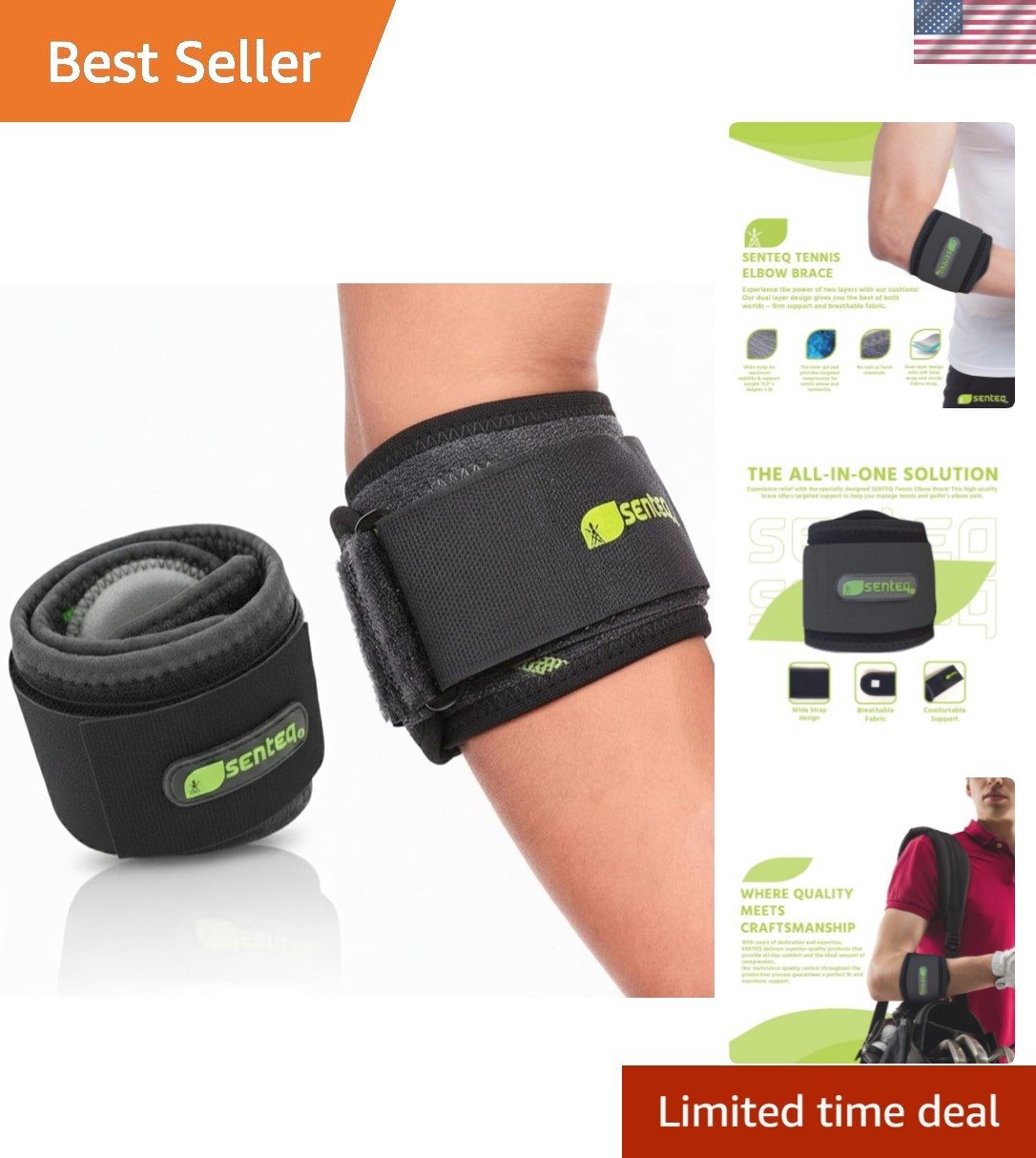 Black Tennis Elbow Brace: Arm Band for Tennis Elbow, Golfer Elbow and Forearm…