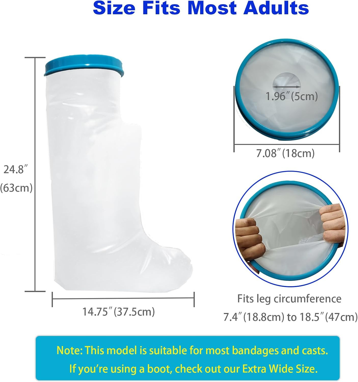 – Waterproof Leg Cast Cover for Showering, Reusable Adult Short Leg Cast Protect
