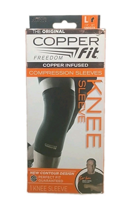 Copper Fit Freedom ~Knee Sleeve ~Unisex ~Size: L (14″ – 16″) ~New / Flawed Box