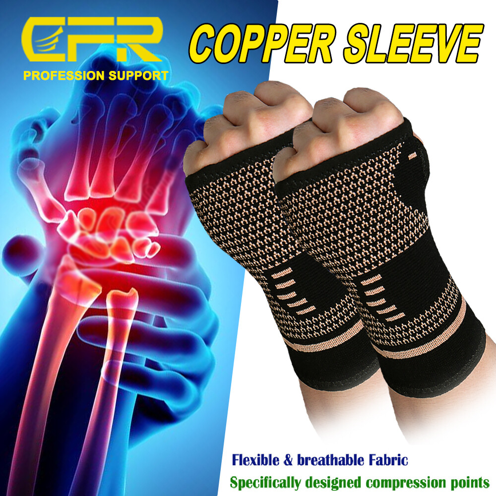 Copper Wrist Compression Glove Hand Support Pain Relief Joint Self Care Single