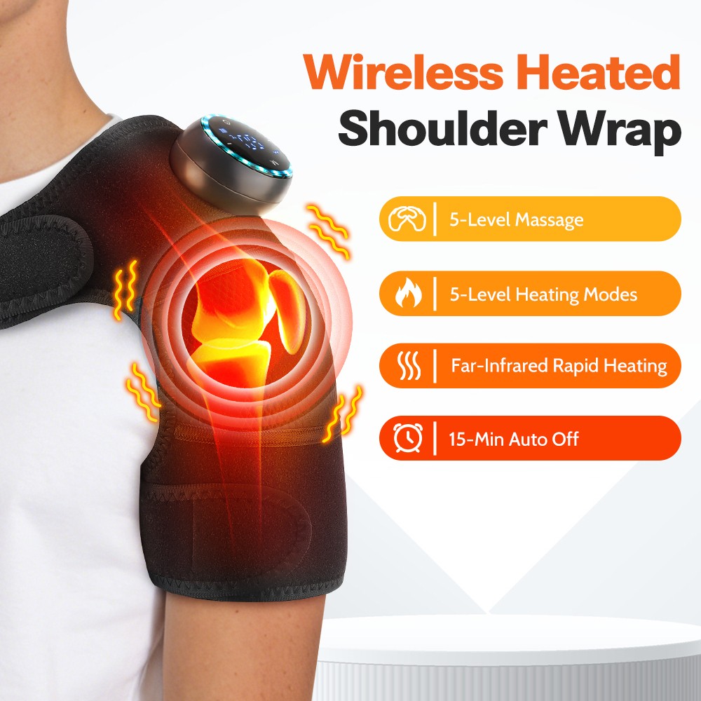 Electric Vibration Massager 5 Levels 40℃-60℃ Heated Brace Pain Relief for Knee