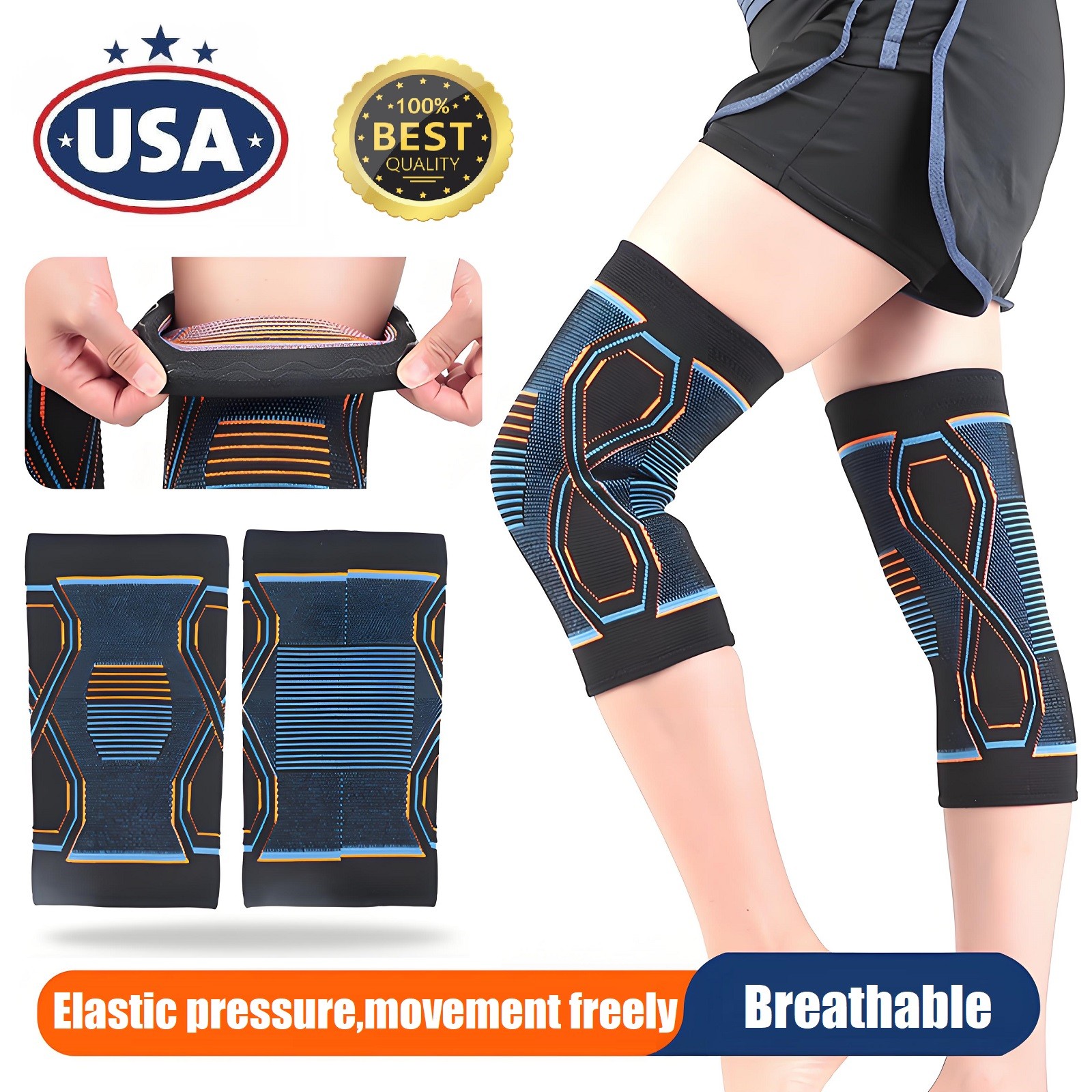 Knee Support Brace Compression Sleeve Strap Patella Pain Relief Adjustable Fit