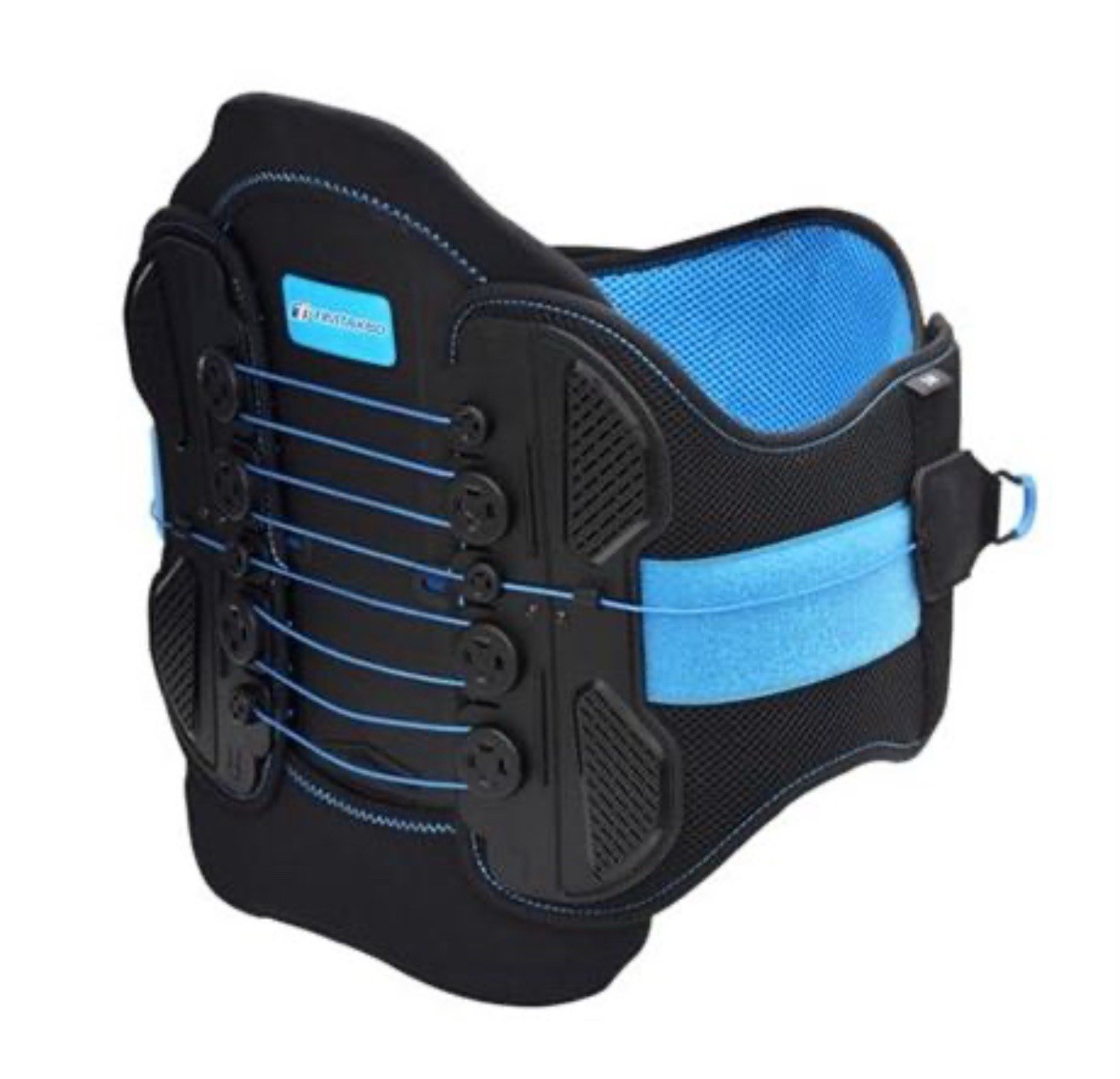 FREETOO Lumbar Support Belt Adjustable Back Brace Black Blue Mesh Plastic