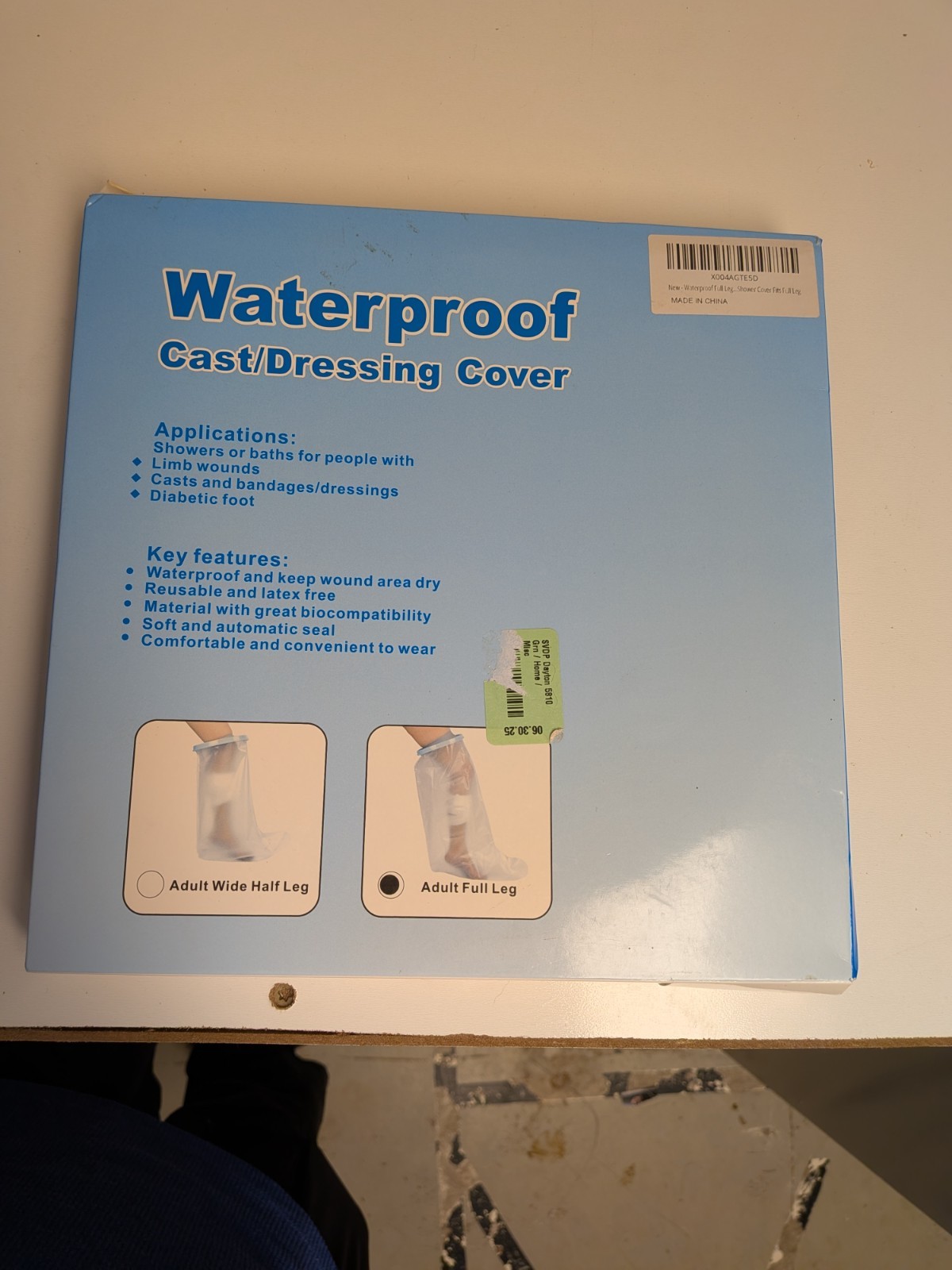 Adult Full Leg waterproof Bath Or Shower Cast/bandage Covering. New In Box