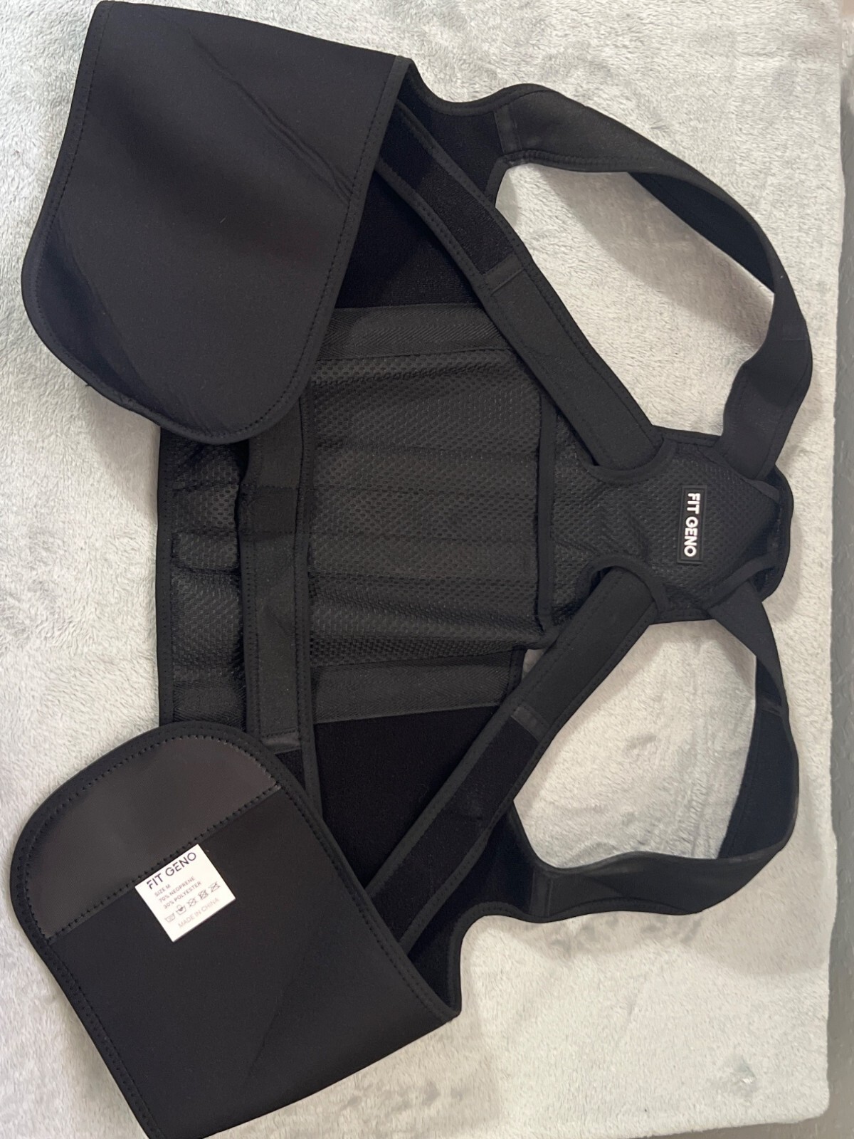 Adjustable Fit Geno Posture Corrector For Upper Back Support Unisex Size M Black