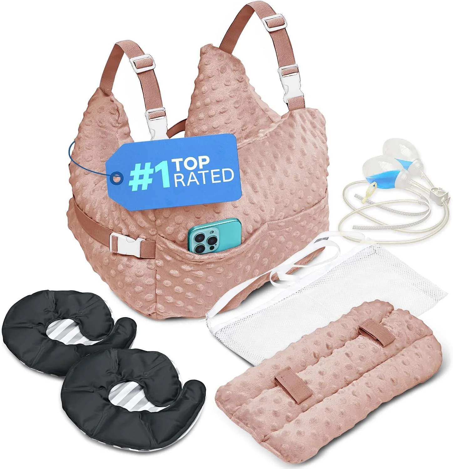 Zomaple Post Mastectomy Pillow with Strap, Gel Pack & Seat Belt Cover, Lavender
