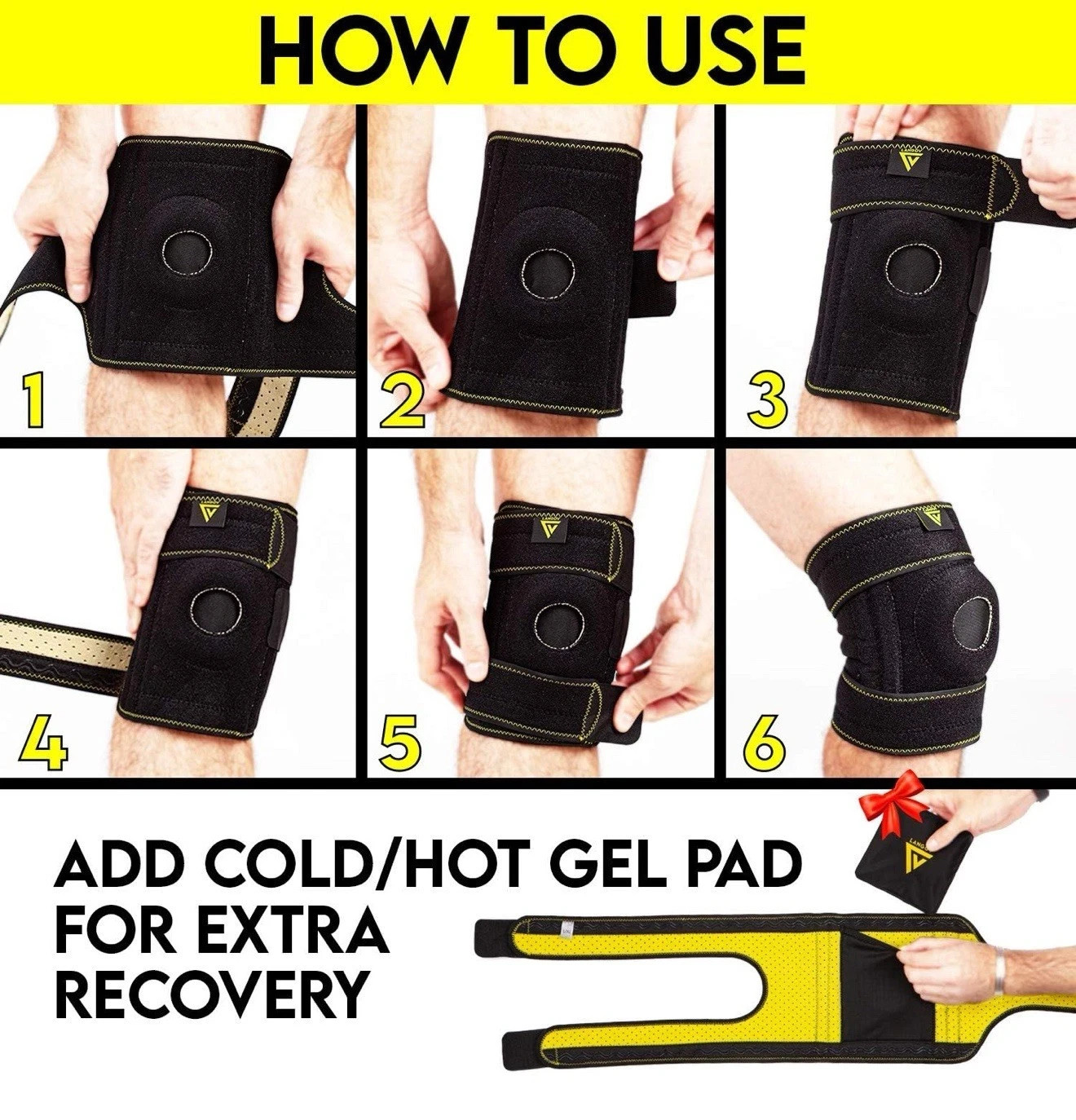 Knee Brace for Knee Pain for Women&Men Knee Compression Sleeve Open Patella S/MK