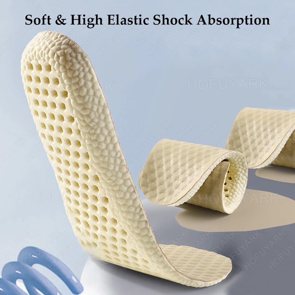 PU Sports Insoles for Sneakers Soft Leather Inner Soles Shock Absorption Breatha