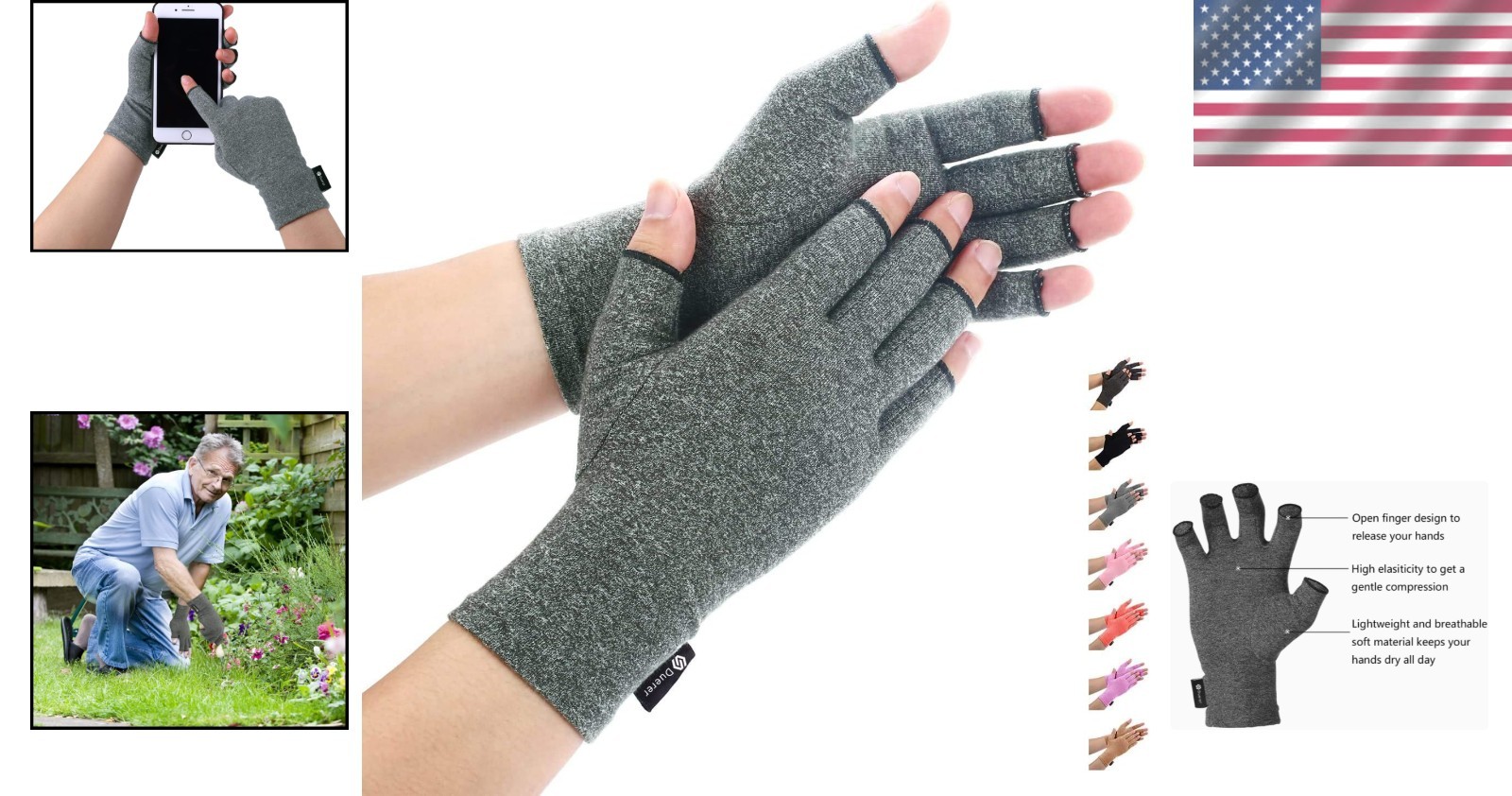 Lightweight Fingerless Compression Gloves for Arthritis & Carpal Tunnel Relief