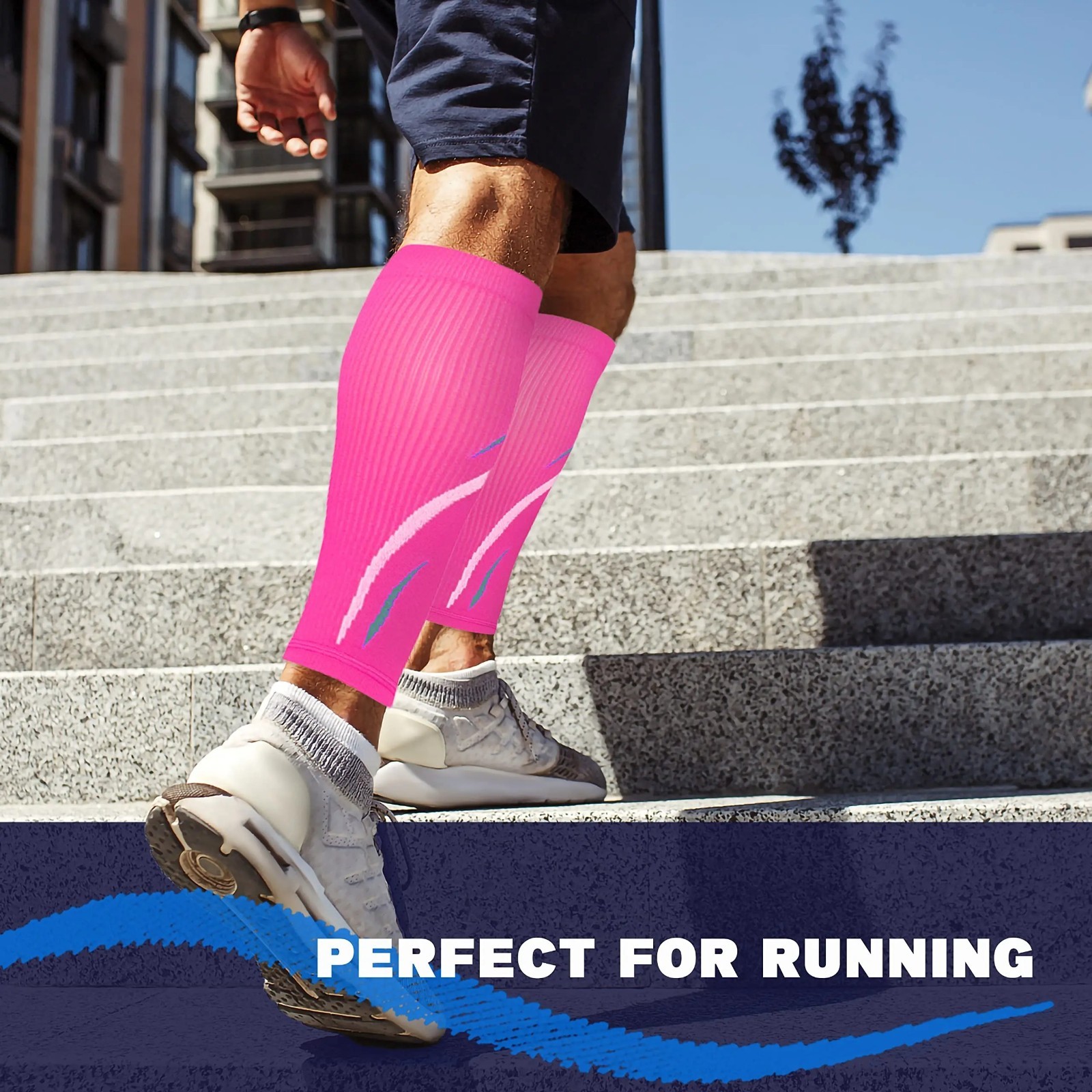 1 Pair Calf Compression Sleeves 20-30 mmHg Footless Socks for Men Women