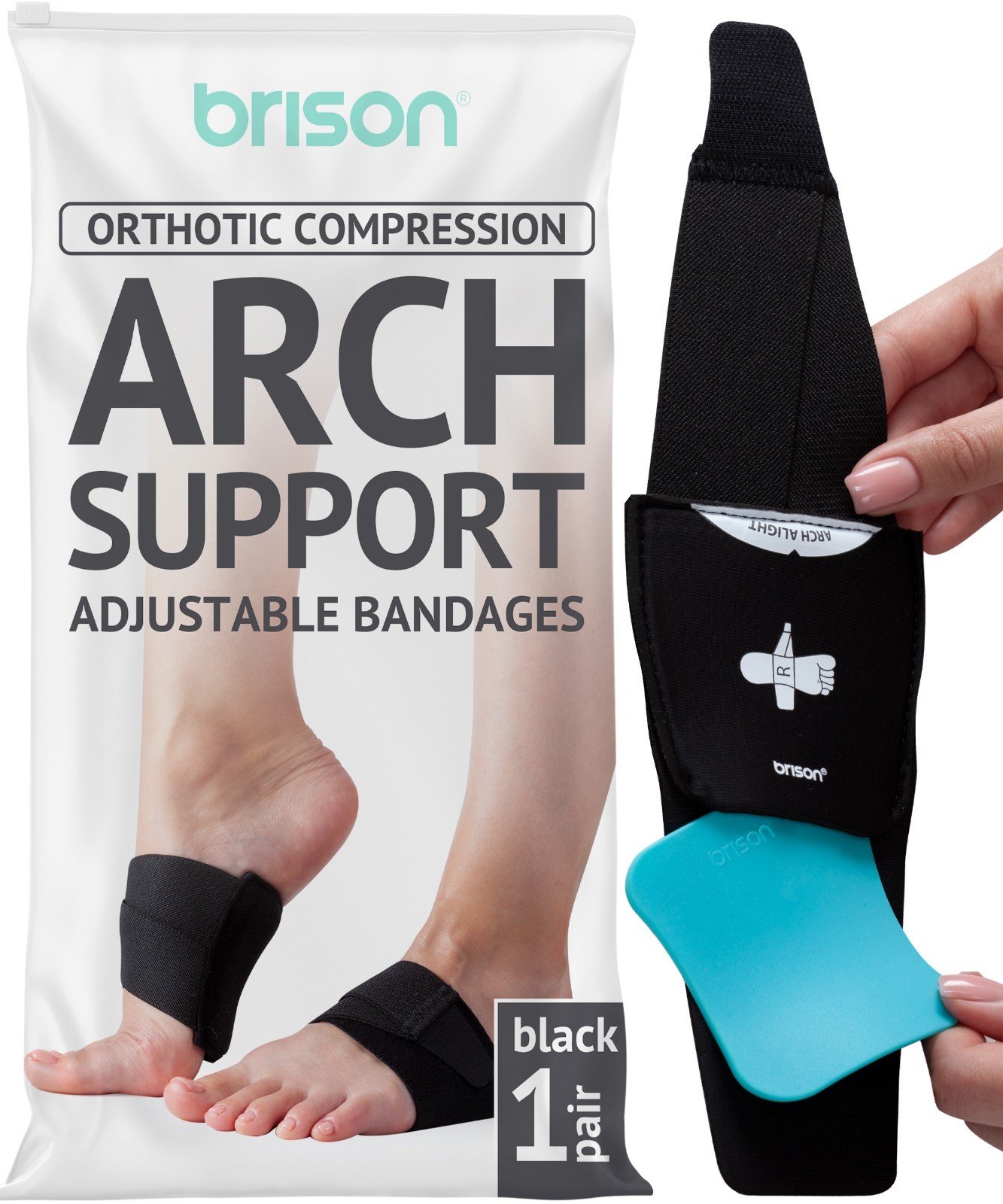 Arch Support Brace Orthotics Bands – Adjustable Feet Compression 1 pair