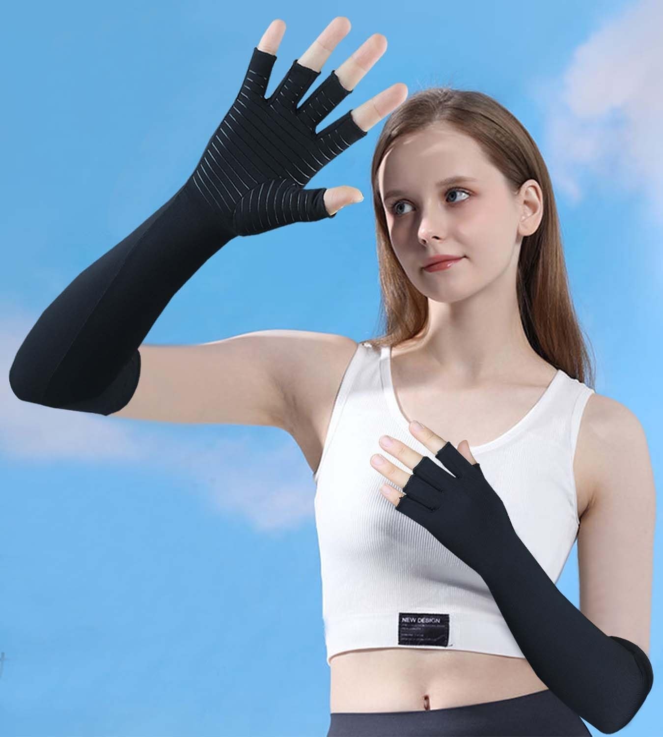 Copper Long Arthritis Gloves,Long Wrist Compression Arm Sleeve Carpal Tunnel …