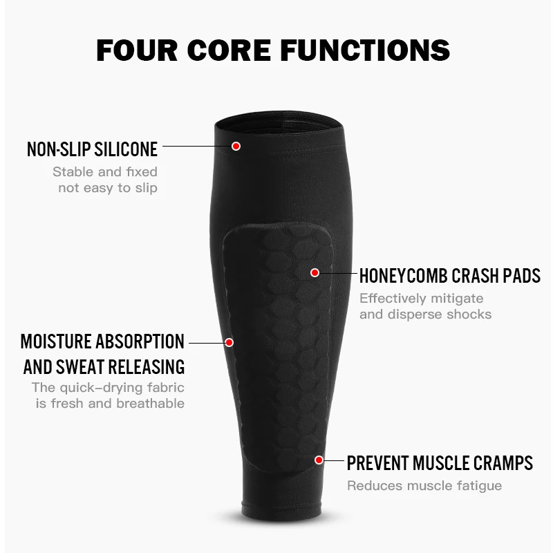 1Pcs Football Shin Guard Socks Sleeves with Foam,Calf Compression Sleeve Honeyco